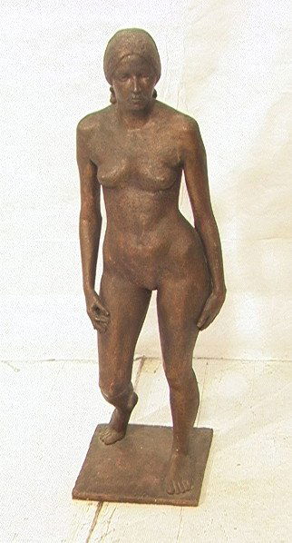 Large Plaster Sculpture of Female Nude. Parks: Large Plaster Sculpture of Female Nude attributed to Charles Cooper Parks. Mottled Bronze Finish. Unsigned. -- Dimensions: H: 48 inches: W: 13 inches: D: 13 inches ---