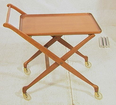 Ico Parisi Style Bar Cart Server. Nice Walnut fr: Ico Parisi Style Bar Cart Server. Nice Walnut frame with dish top removable tray. Folding base.-- Dimensions: H: 30 inches: W: 32 inches: D: 21 inches ---