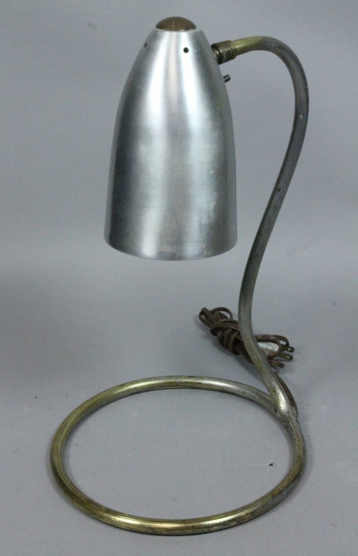 Aluminum Shade GRETA GROSSMAN style Table Lamp.: Aluminum Shade GRETA GROSSMAN style Table Lamp. -- Dimensions: H: 16 inches: W: 9.5 inches: D: 11.5 inches ---