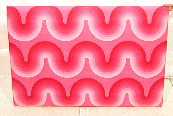 VERNER PANTON for MIRA Silkscreen Fabric Wall Art: VERNER PANTON for MIRA Silkscreen Fabric Wall Art. Large Panton Fabric displayed on padded stretcher. Would make a very nice headboard. Marked on salvage edge of fabric. -- Dimensions: H: 45 inches: W