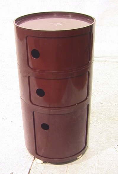 KARTELL Molded Plastic Brown 3 PCS Rolling Cart C: KARTELL Molded Plastic Brown 3 PCS Rolling Cart Cabinet. Marked. -- Dimensions: H: 34 inches: W: 16.5 inches: D: 16.5 inches ---