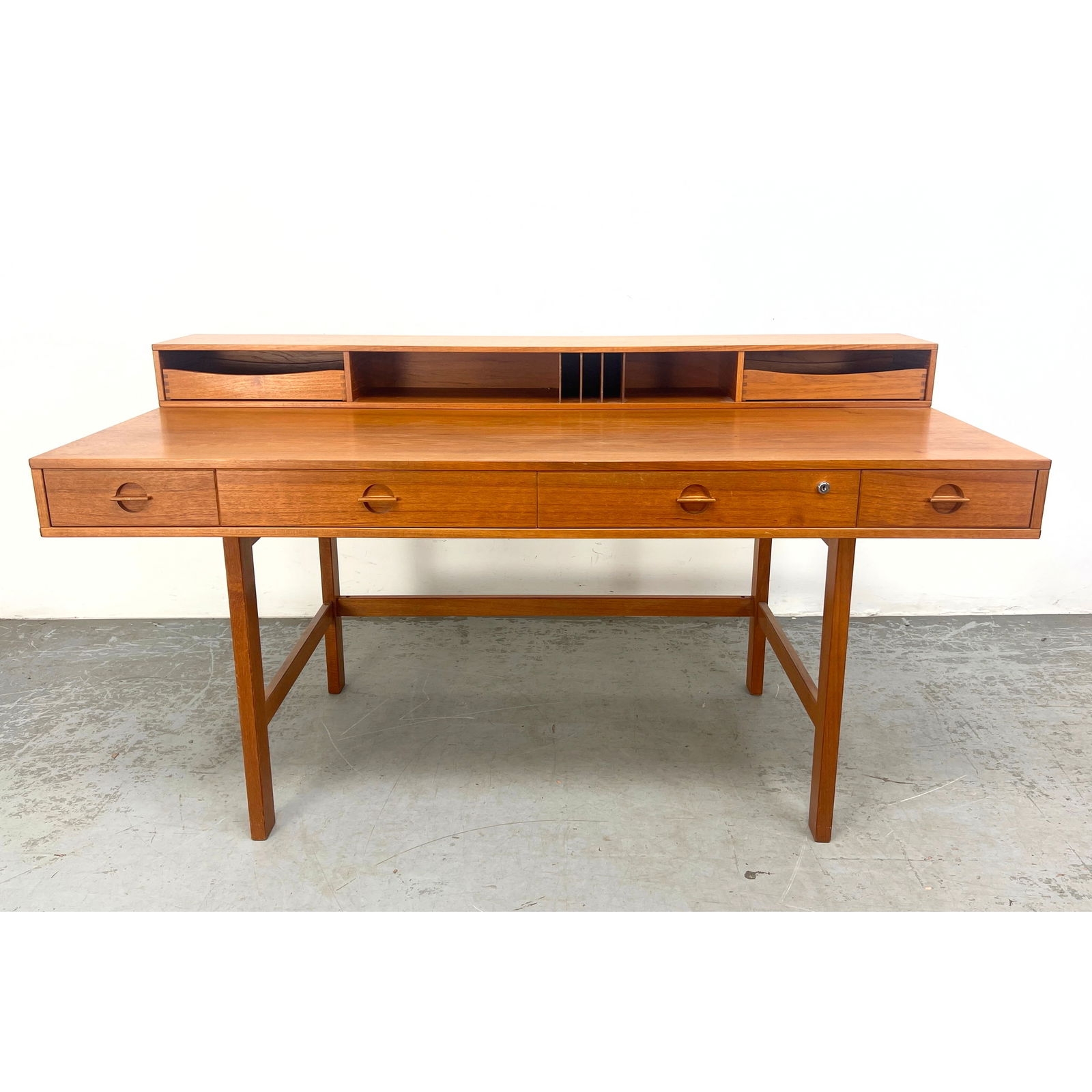 Peter Lovig Danish Modern Teak Flip Top Partners Desk Circa 1974. Impressed Mark. (1 of 8)