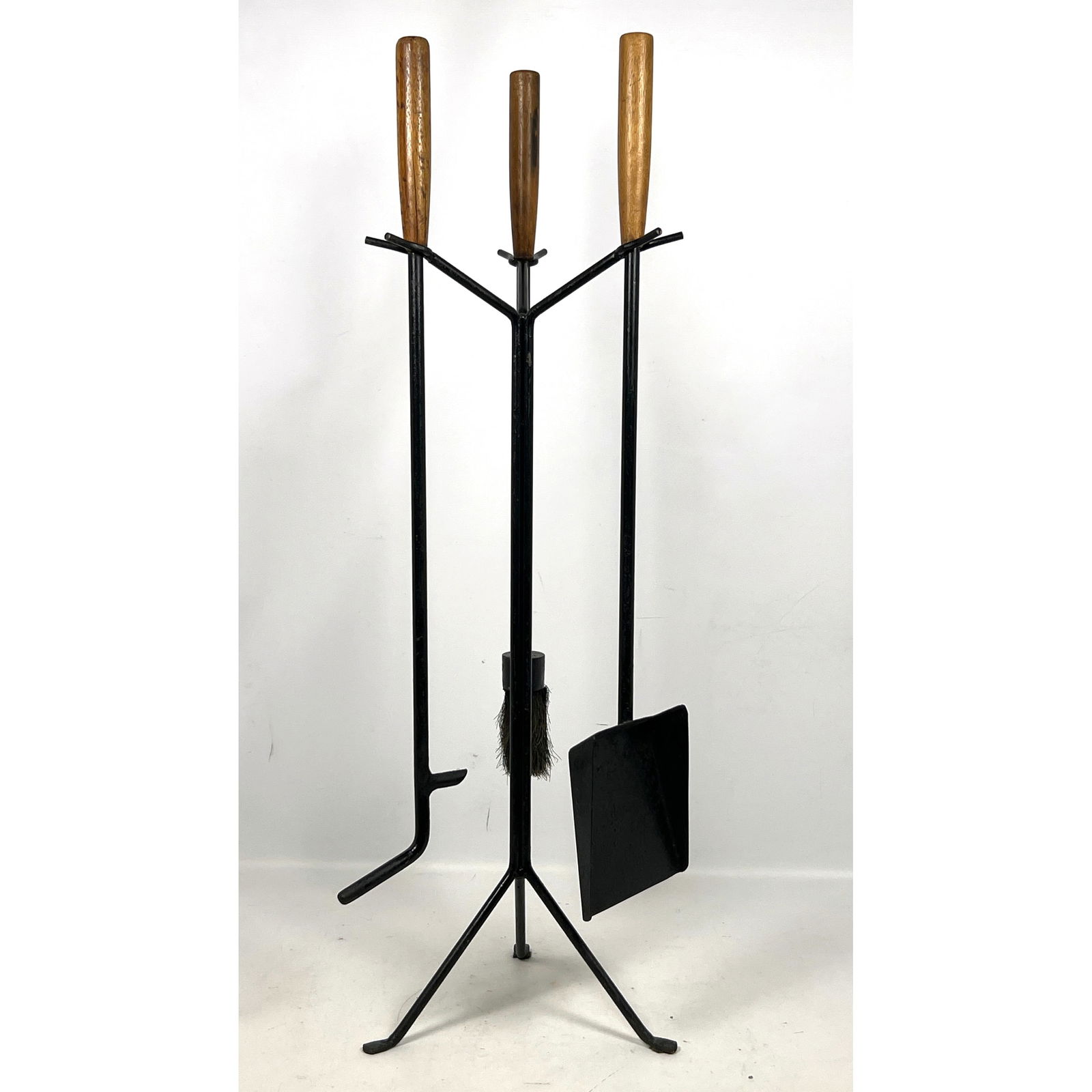 Vintage George Nelson Howard Miller Fire Tool Set. Wood and Iron. (1 of 12)