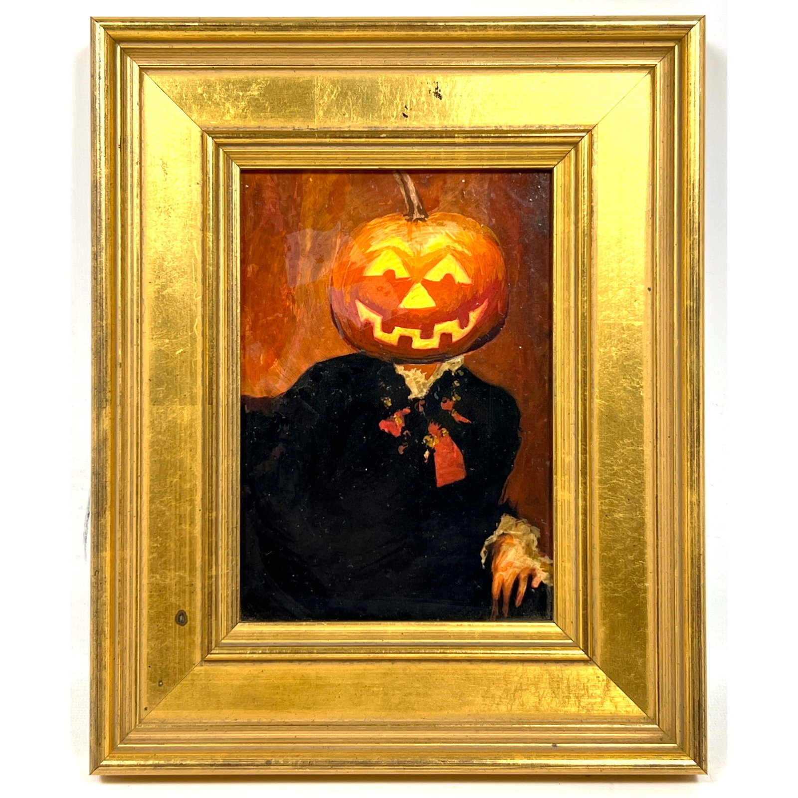 George Wittman Oil Painting on Board. JACKIE. Halloween is coming.: George Wittman Oil Painting on Board. JACKIE. Halloween is coming. Dimensions: Height: 10.5 inches, Width: 8.5 inches. --- US Packing and Shipping charge: $50 Plus required insurance at a rate of $2 p