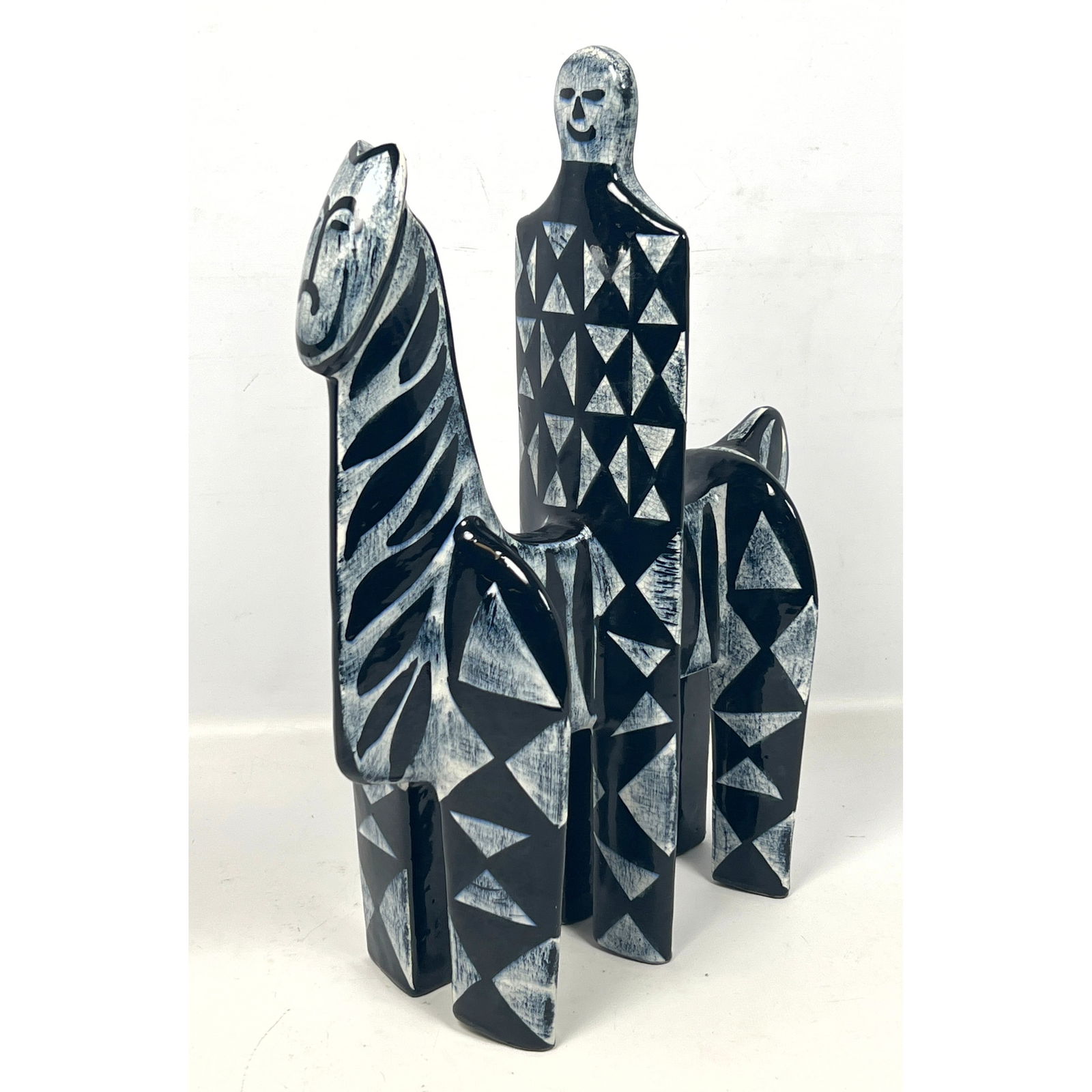 60s Italian Alvino Bagni Bitossi Don Quixote Glazed Ceramic Horse and Rider Sculpture Italy (1 of 11)