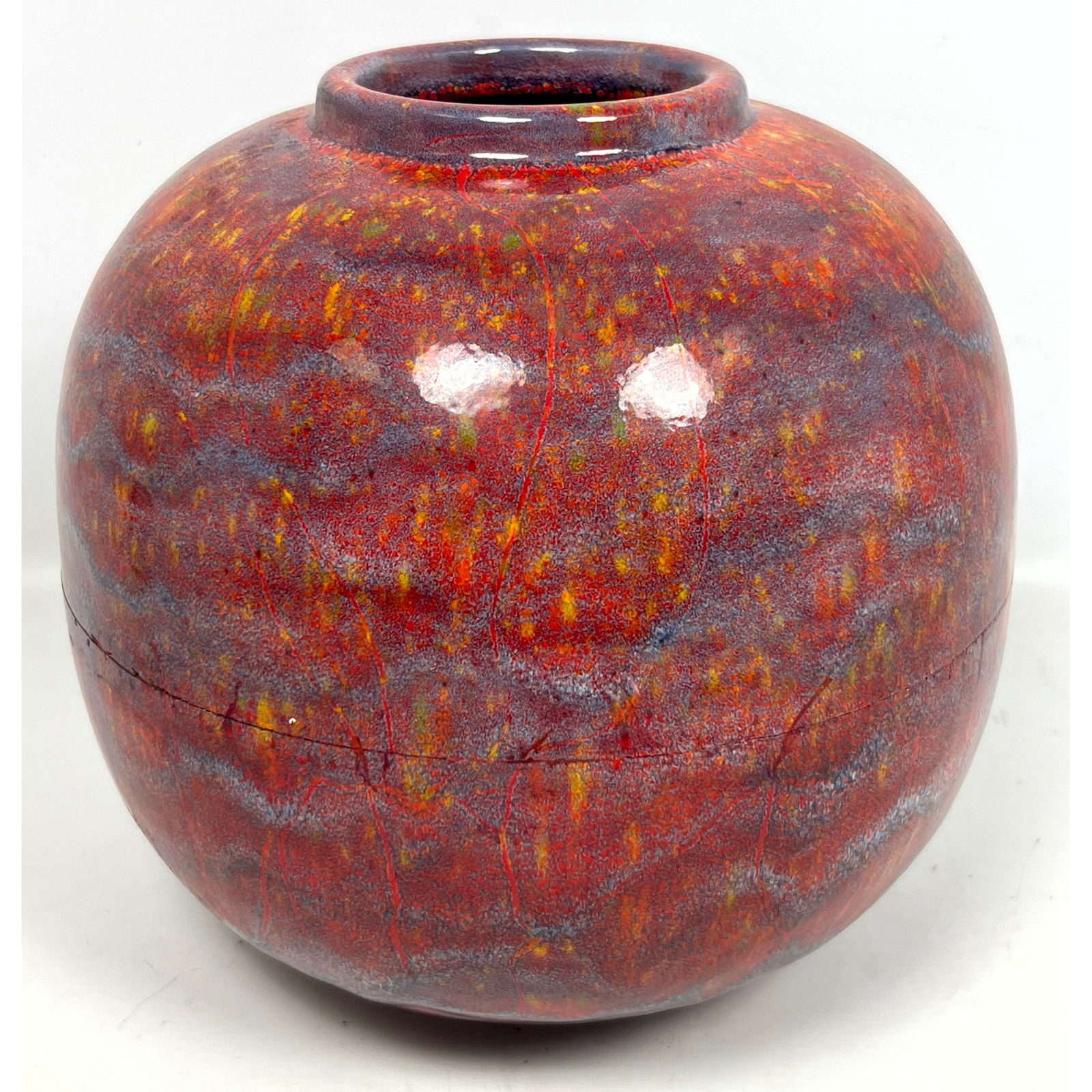 Large Polia Pillin Studio Pottery Glazed Ceramic Vase, Signed (1 of 10)