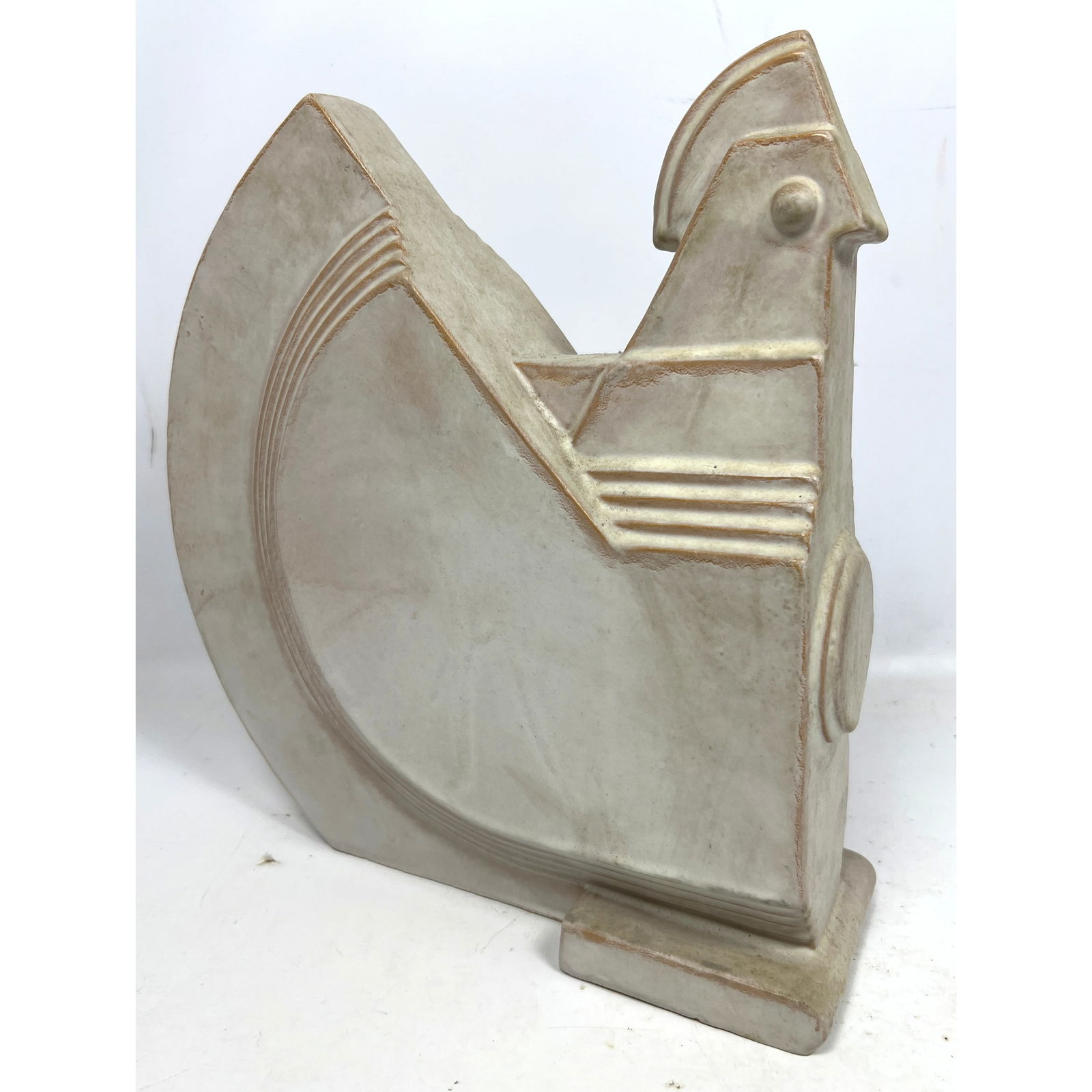 Alessio Tasca Attributed Art Pottery Sculpture. Angular Art Deco Style. Rooster. (1 of 10)