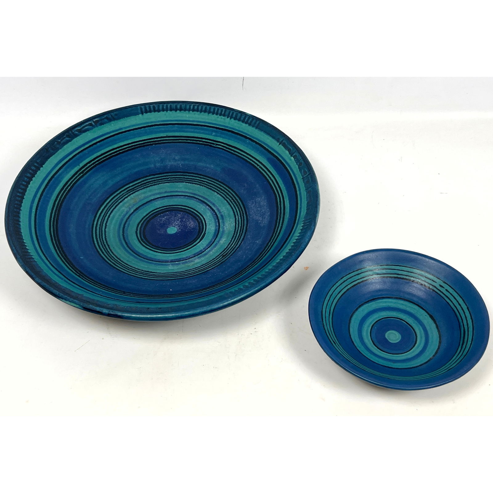 2pcs Fong Chow Glidden Studio Pottery Gulfstream Large Console Bowl and Smaller Bowl (1 of 12)