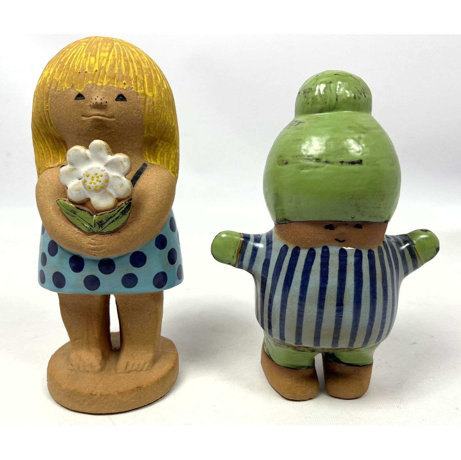 2pc LISA LARSON for GUSTAVSBERG Pottery Figures 8" Tall Eva Pottery Figure. Blond Woman with flower. (1 of 11)