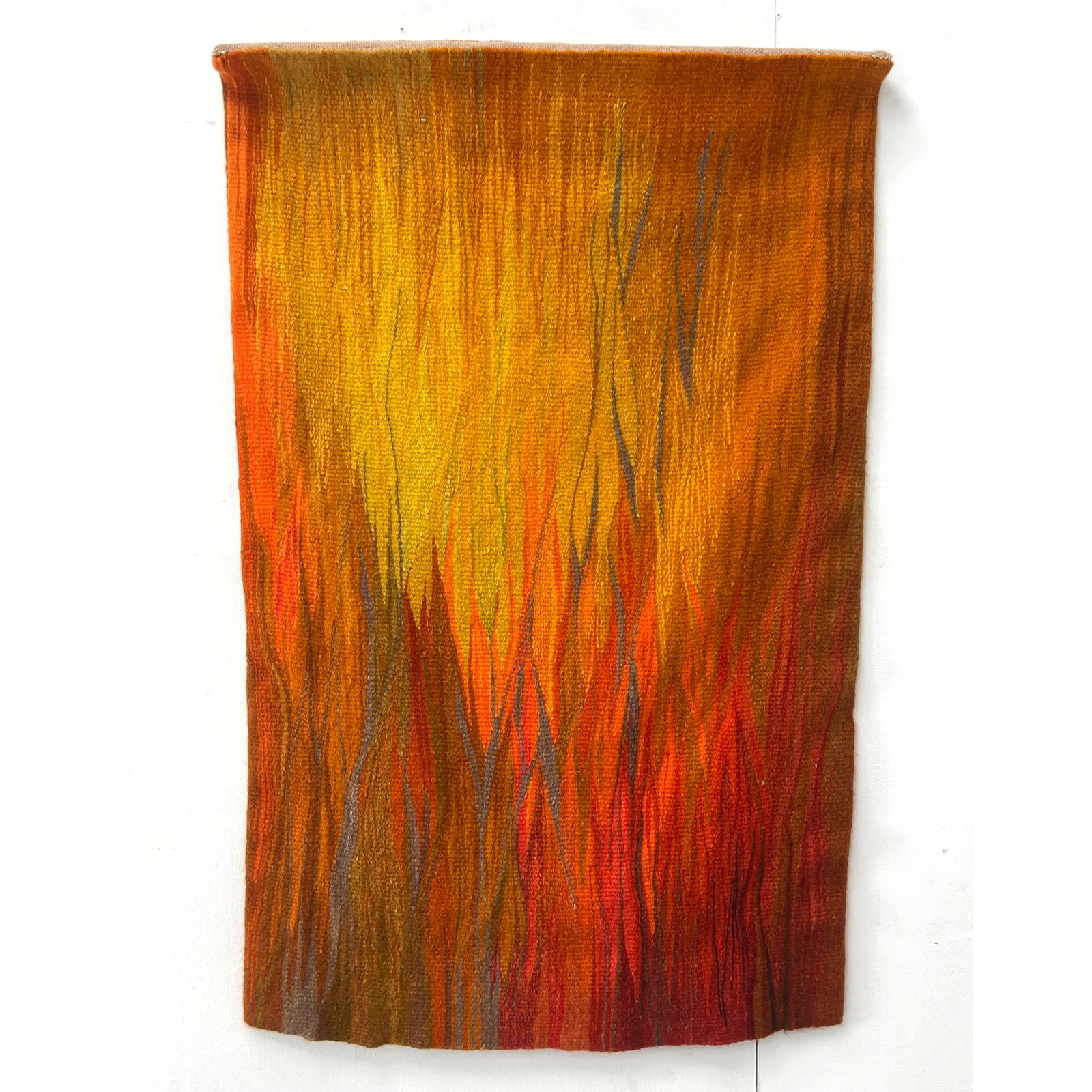 Danish Modern Woven Wool Wall Hanging Tapestry. Vibrant Colors, Flame Design (1 of 9)