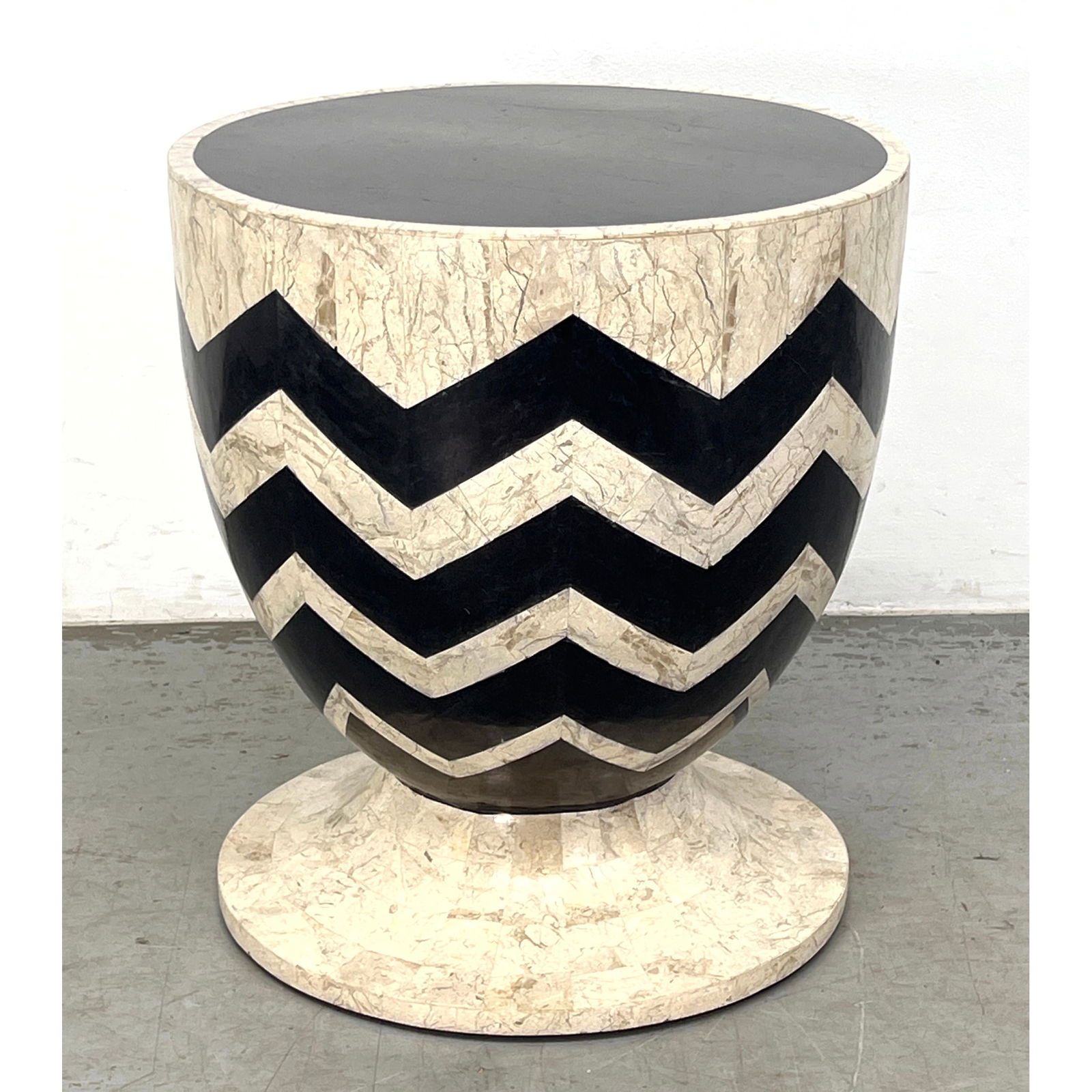 Maitland Smith Style Stone Veneer Drum Form Table. (1 of 9)