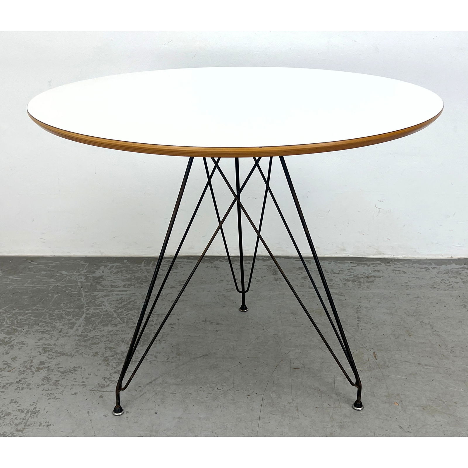 Vintage Mid Century Modern Eames Style Round Dining Table. Eiffel Tower Base. Possible a prototype. (1 of 7)