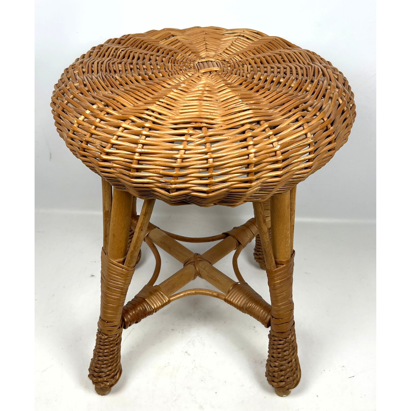 Vintage woven Rattan wicker Stool. (1 of 8)