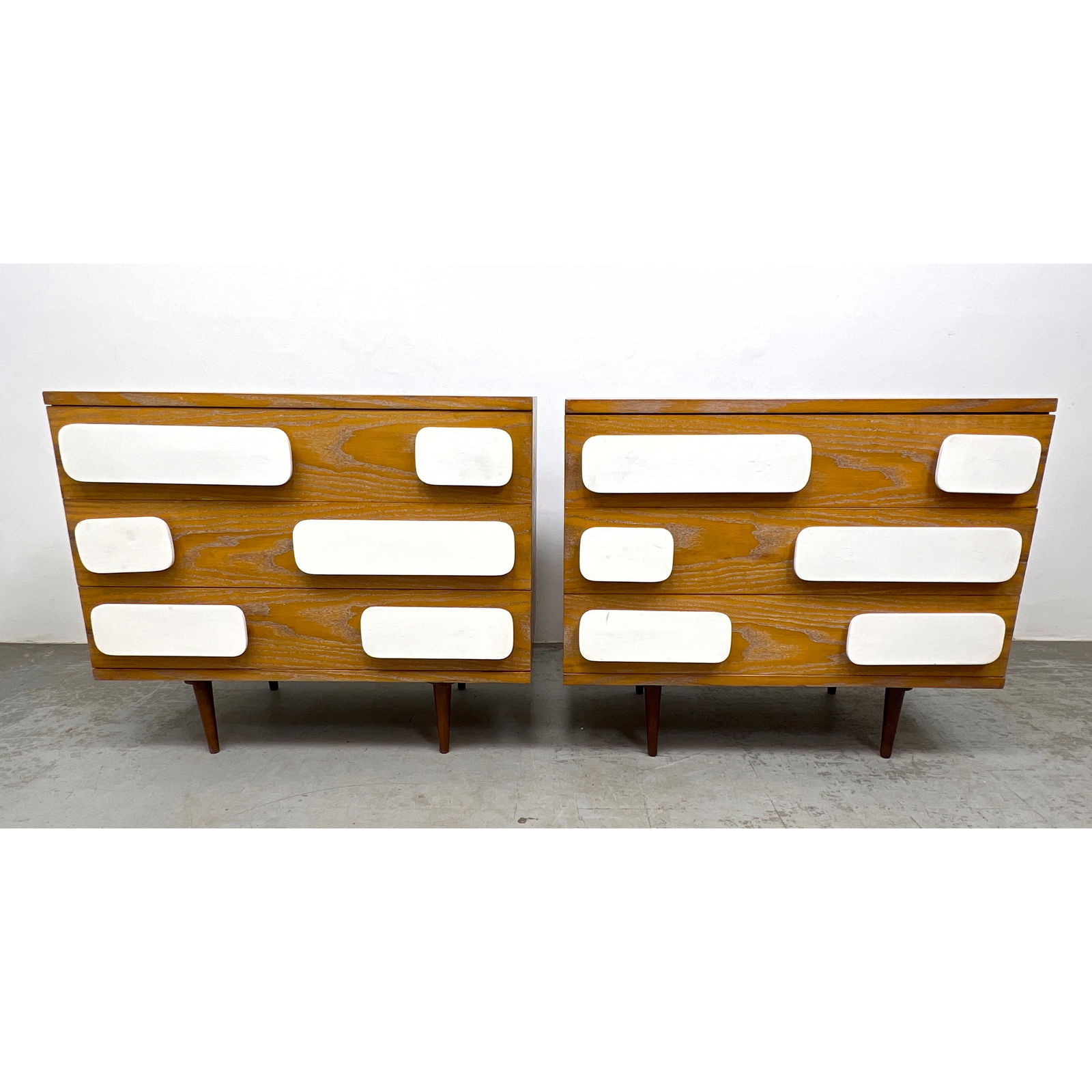 Pair of dressers in the style of Gio Ponti, inspired by the Parco Dei Principi Hotel Dressers. Newer: Pair of dressers in the style of Gio Ponti, inspired by the Parco Dei Principi Hotel Dressers. Newer construction. Dimensions: Height: 37 inches, Width: 43.5 inches, Depth: 23 inches. --- - We offer c