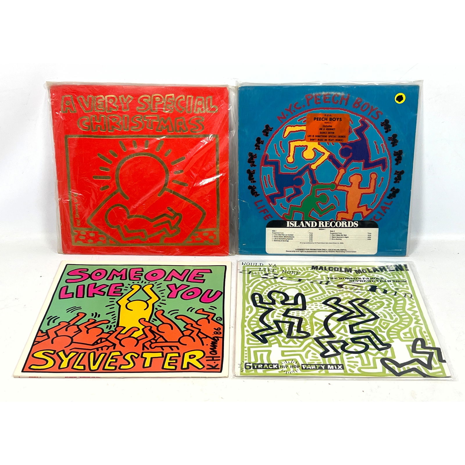 4pcs Vintage Lp Records with Keith Haring Decorated Covers. (1 of 14)