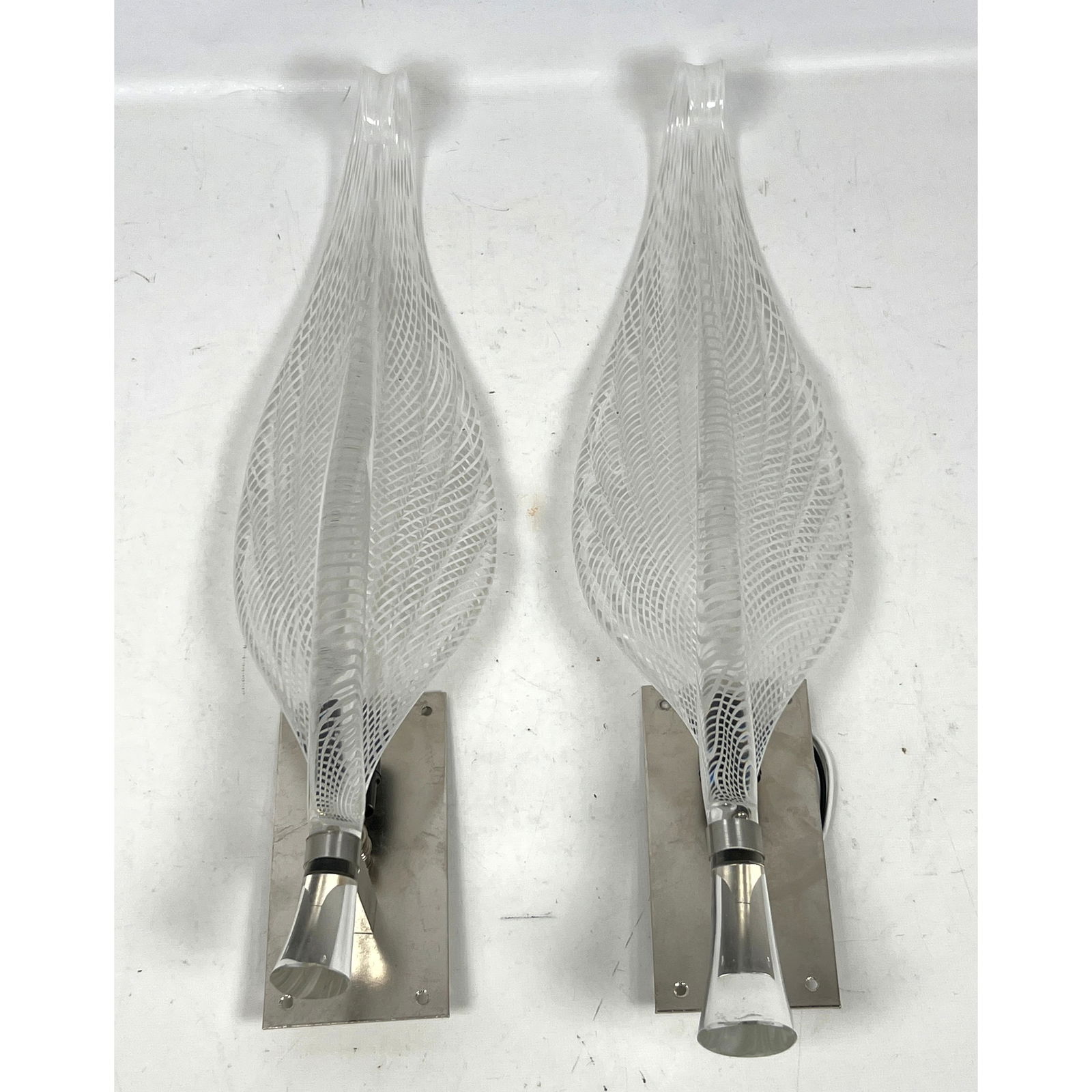 Pair Murano Art Glass Wall Plate Sconces. Franco Luce style. (1 of 8)