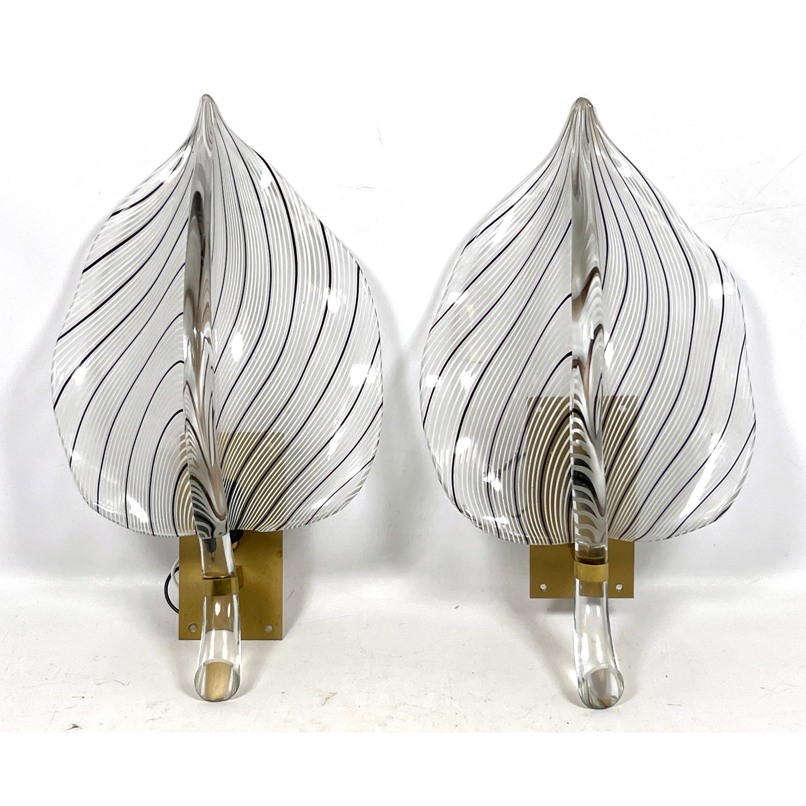 Pair Murano Art Glass Wall Plate Sconces. Franco Luce style. (1 of 8)