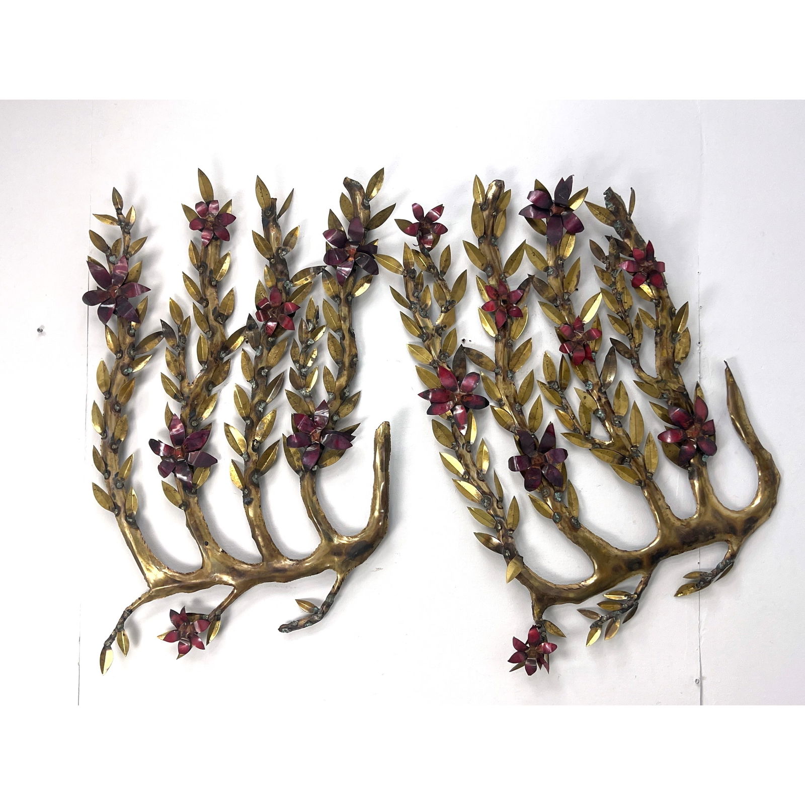 Pair Mixed Metal Branch Form wall sculptures. (1 of 11)