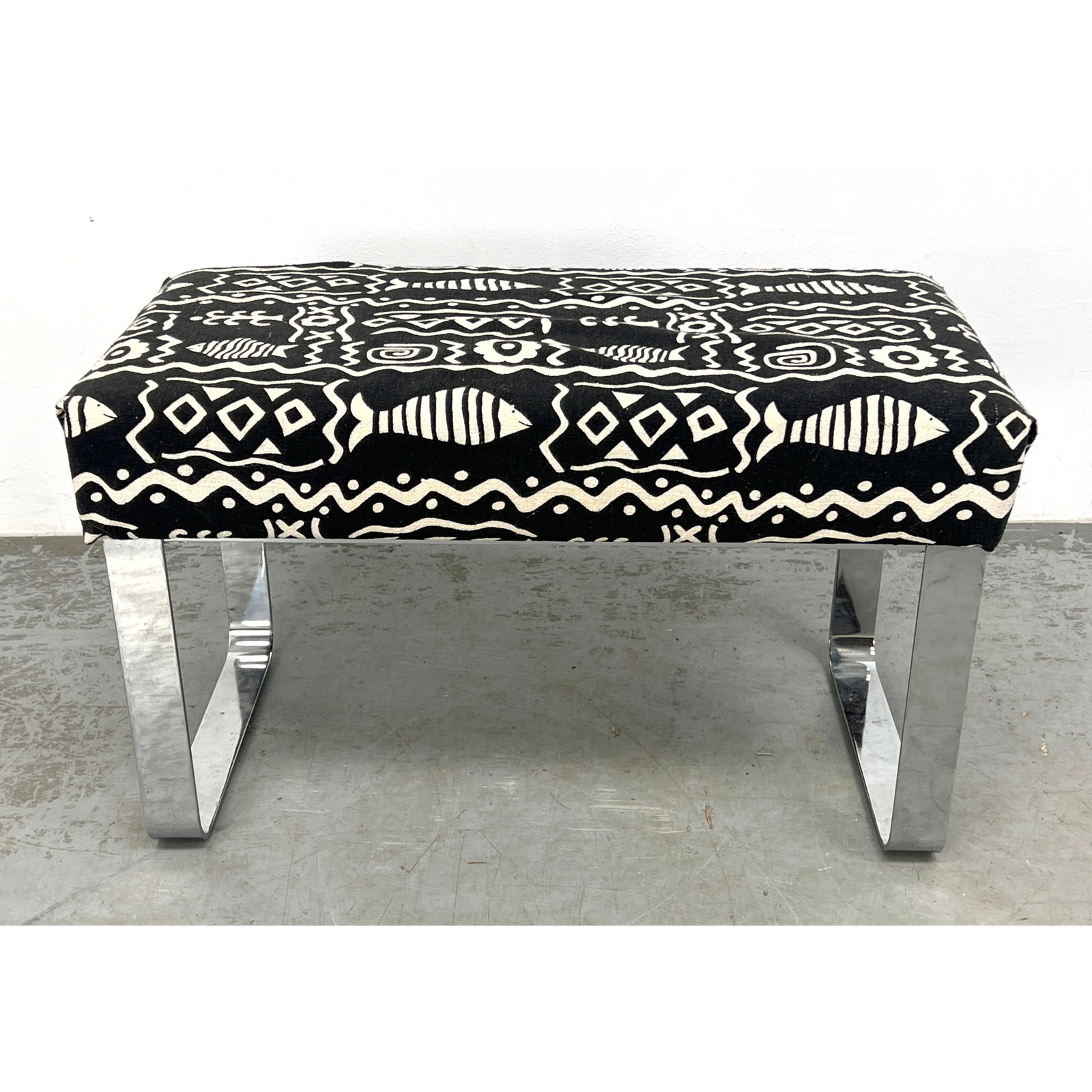 Baughman Style Chrome Framed Bench. Possibly Tri Mark. (1 of 7)