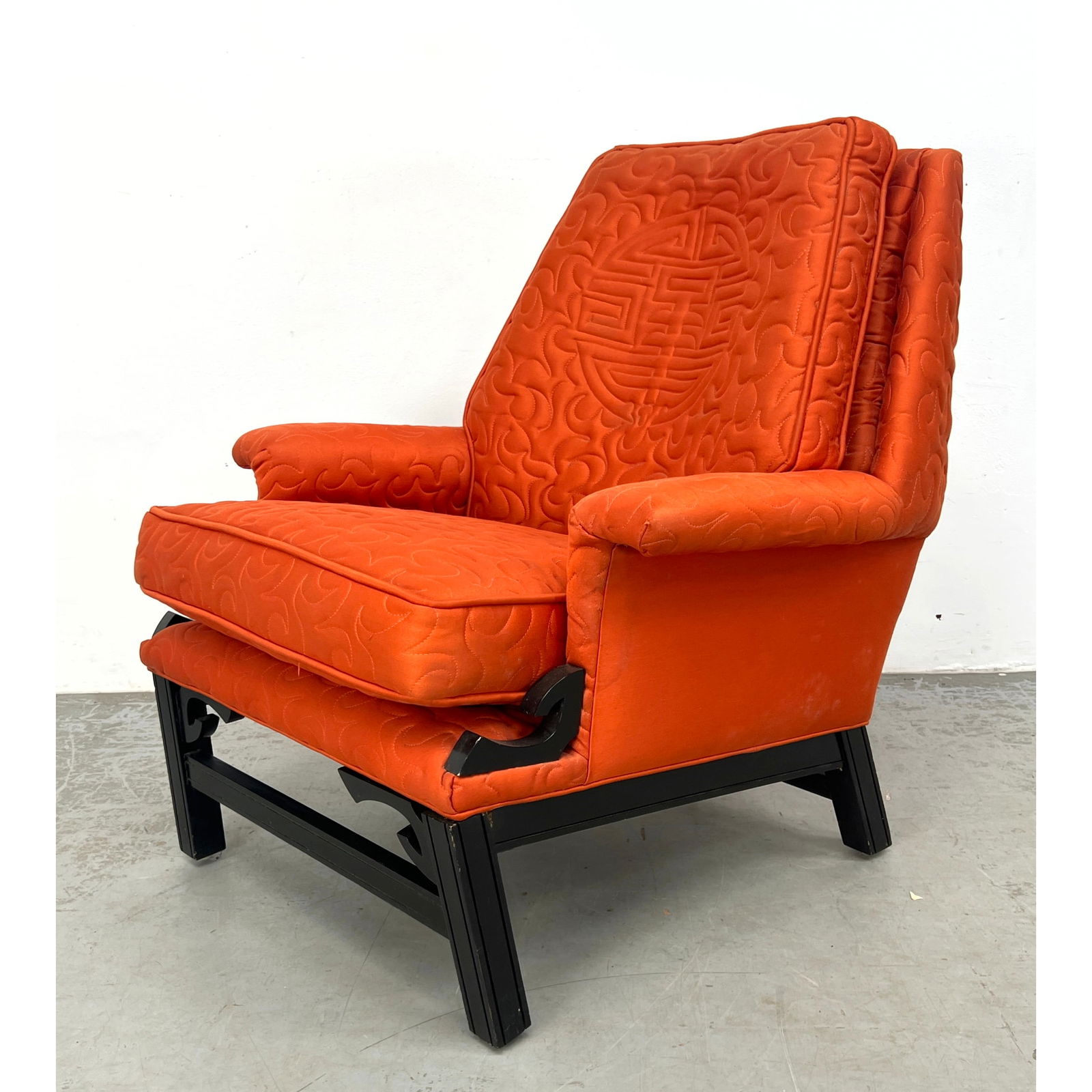 James Mont style Asian inspired Lounge Chair.: James Mont style Asian inspired Lounge Chair. Dimensions: Height: 34 inches, Width: 31.5 inches, Depth: 28 inches. - Seat Height: 20 inches --- - We offer curbside delivery for most items to NYC, Manh