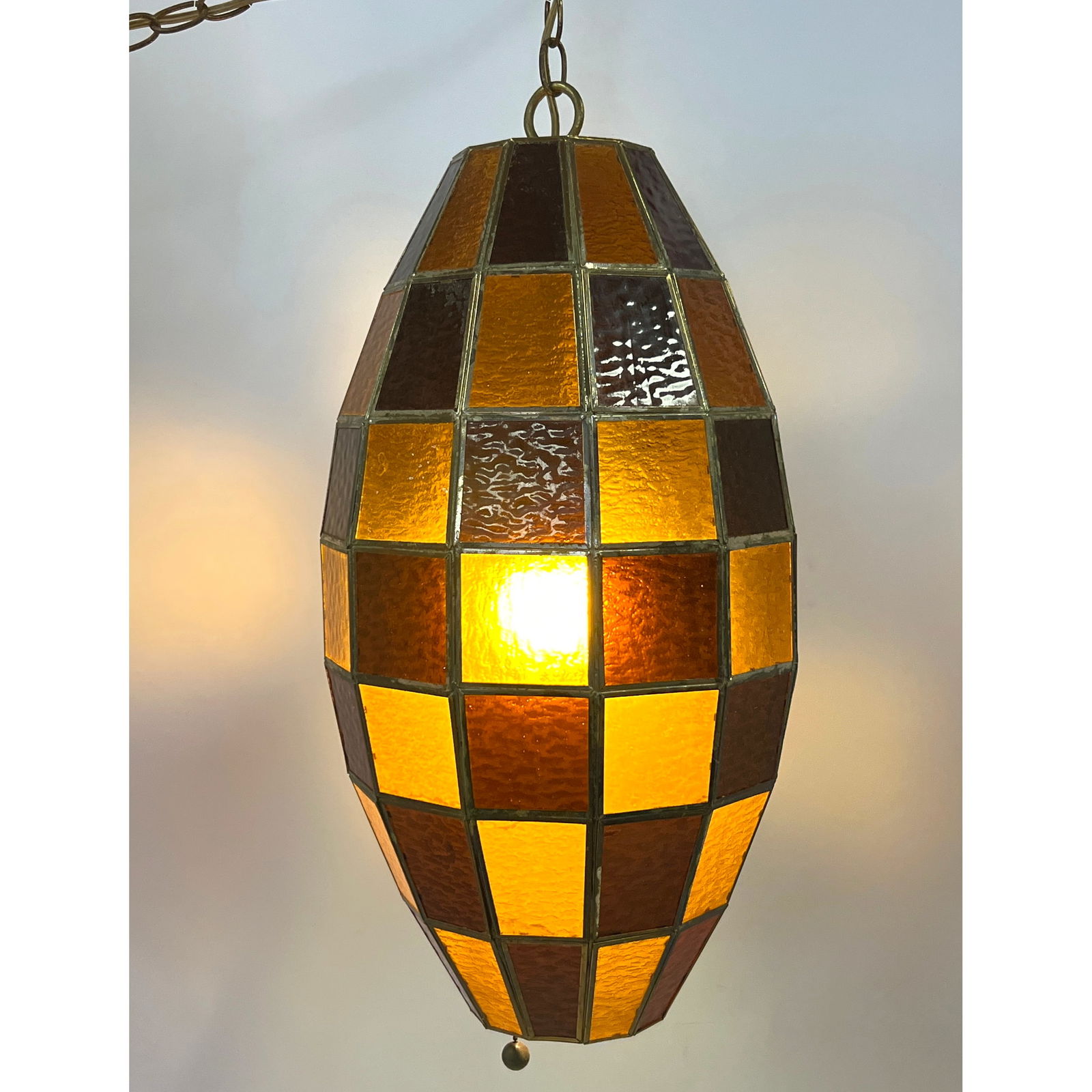 Mid Century Modern Hanging Pendant Lamp. Leaded Glass. (1 of 13)