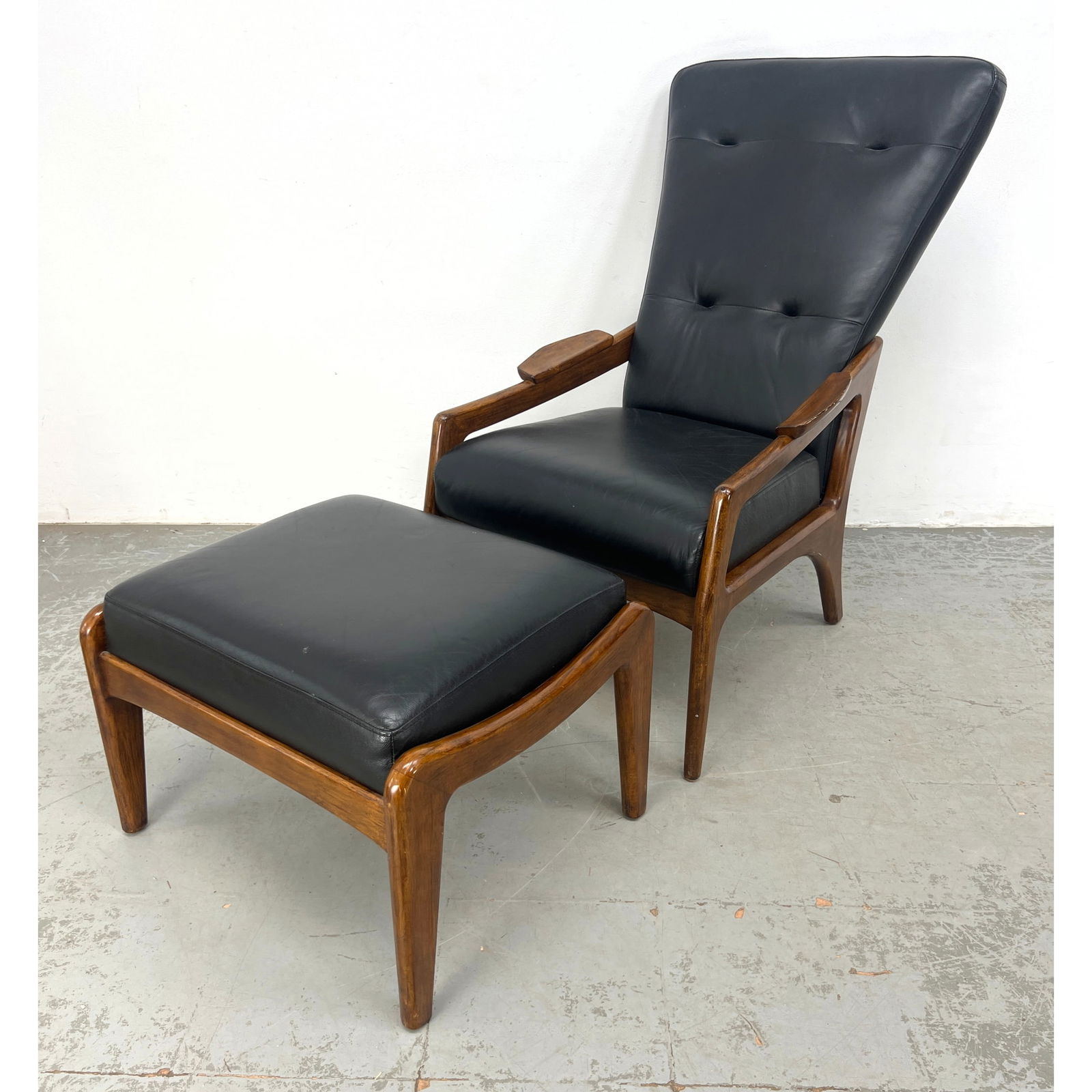 Contemporary Modern Adrian Pearsall Style Lounge Chair and Ottoman.: Contemporary Modern Adrian Pearsall Style Lounge Chair and Ottoman. Dimensions: Height: 44.5 inches, Width: 26 inches, Depth: 38 inches. - Seat Height: 19 inches - Additional Dimensions: Ottoman H: 18