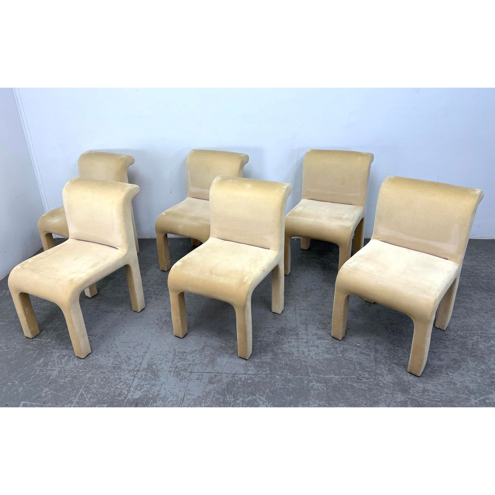 Set 6 Pierre Cardin Fully Upholstered Dining Chairs.: Set 6 Pierre Cardin Fully Upholstered Dining Chairs. Dimensions: Height: 35 inches, Width: 21 inches, Depth: 25 inches. - Seat Height: 19 inches --- - We offer curbside delivery for most items to NYC,