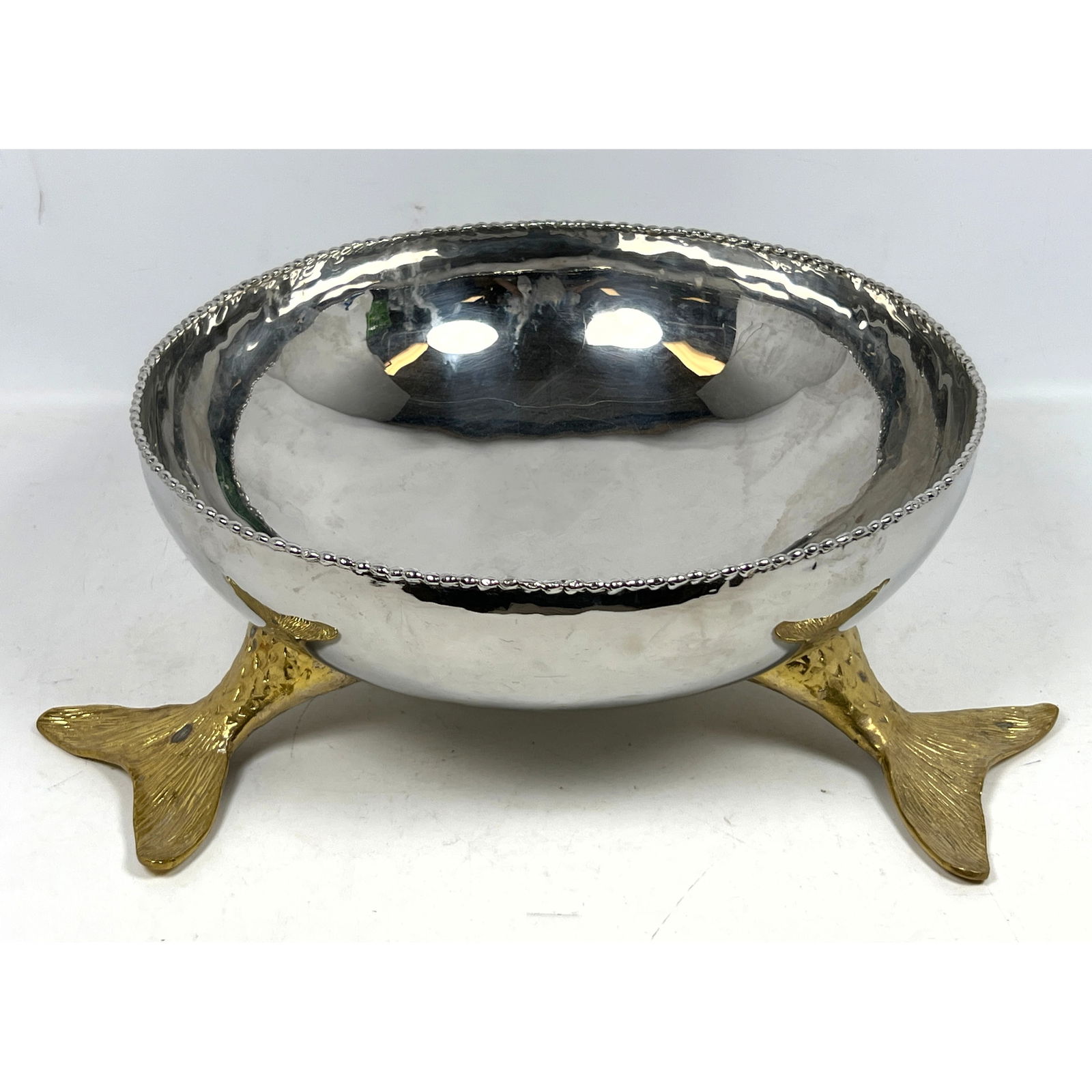 Large MICHAEL ARAM Mixed Metal Fish Tail Footed Bowl. Signed. (1 of 13)
