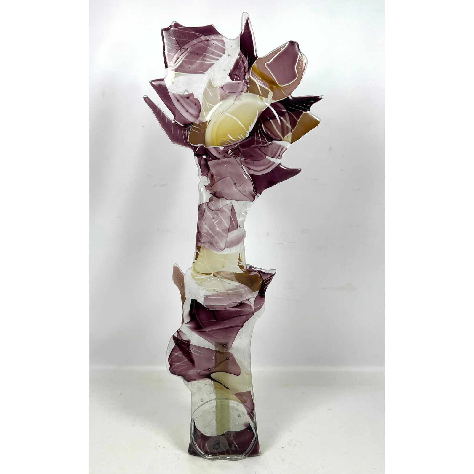 CHARLES BRAY Studio Art Glass Sculpture. Modernist Abstract Floriform Sculpture. Figural. unsigned. (1 of 10)