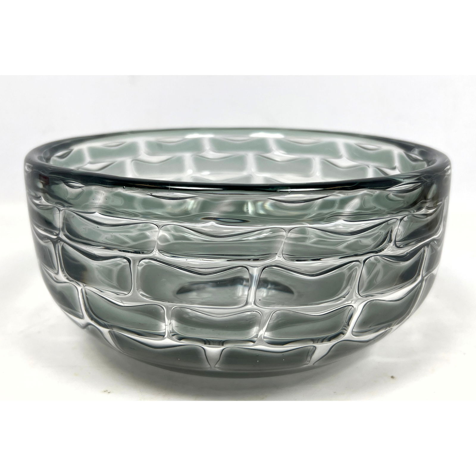 Danish Modern Ingeborg Lundin Orrefors Ariel Art Glass Bowl Sweden, Signed (1 of 9)
