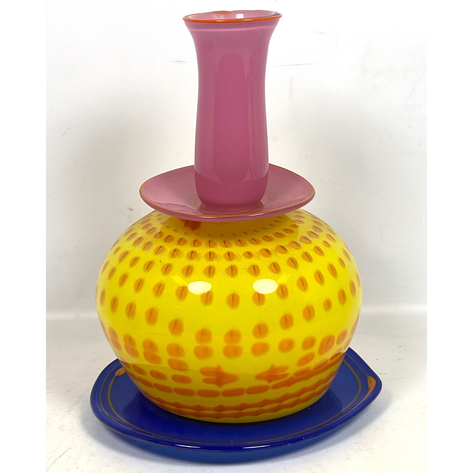 Large Van Deunzen Art Glass Long Neck Vase. 84 (1 of 10)