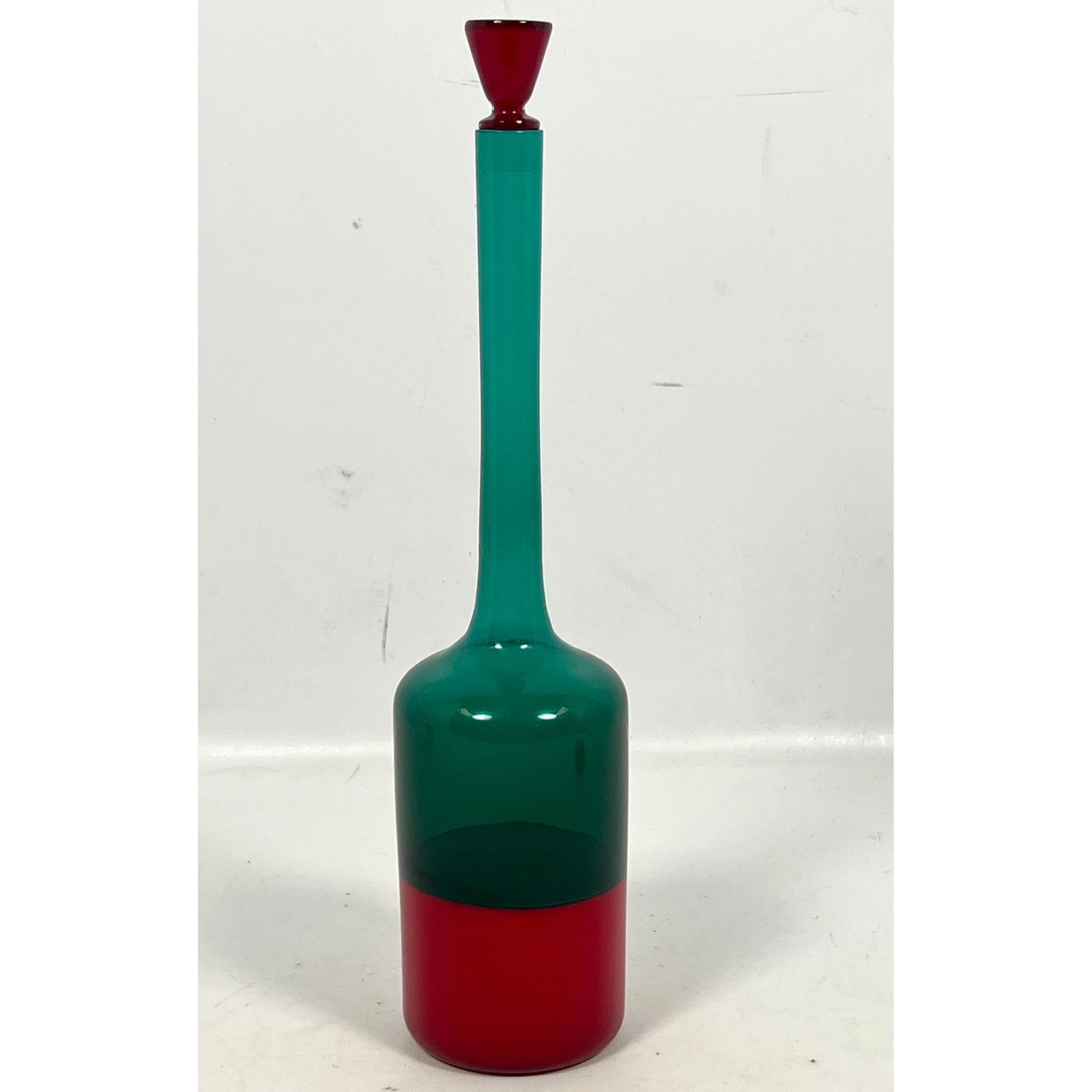 Gio Ponti Venini e C. incalmo art glass stoppered bottle . (1 of 10)