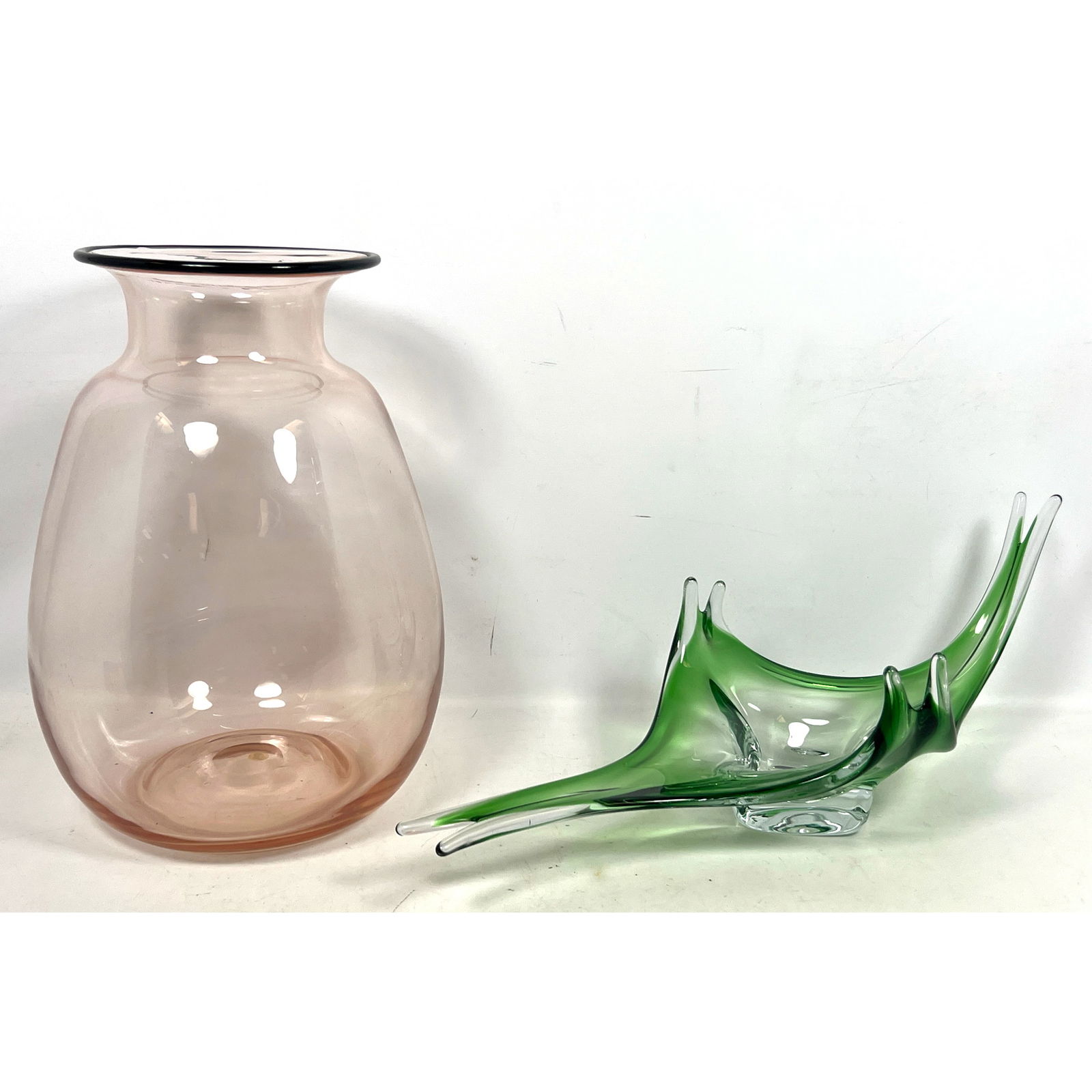 2pcs Art Glass. Large Murano Glass Vase and Freeform Bowl. (1 of 12)