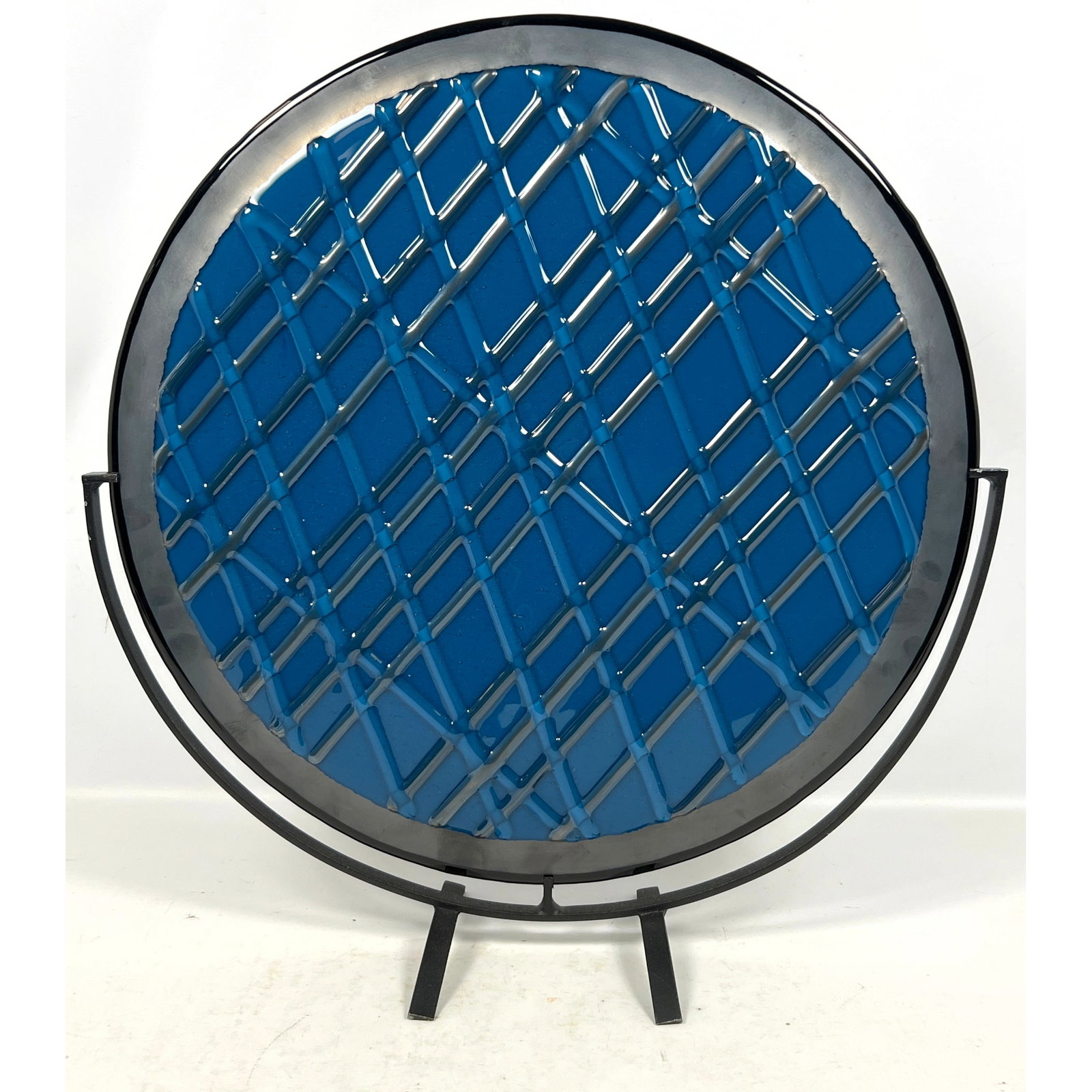 Robert Quarrick Fused Glass Panel in Steel Frame. Silver Bullet. 2012: Robert Quarrick Fused Glass Panel in Steel Frame. Silver Bullet. 2012 Dimensions: Height: 20.25 inches, Width: 19.75 inches, Depth: 6.75 inches. --- US Packing and Shipping charge: In house shipping a