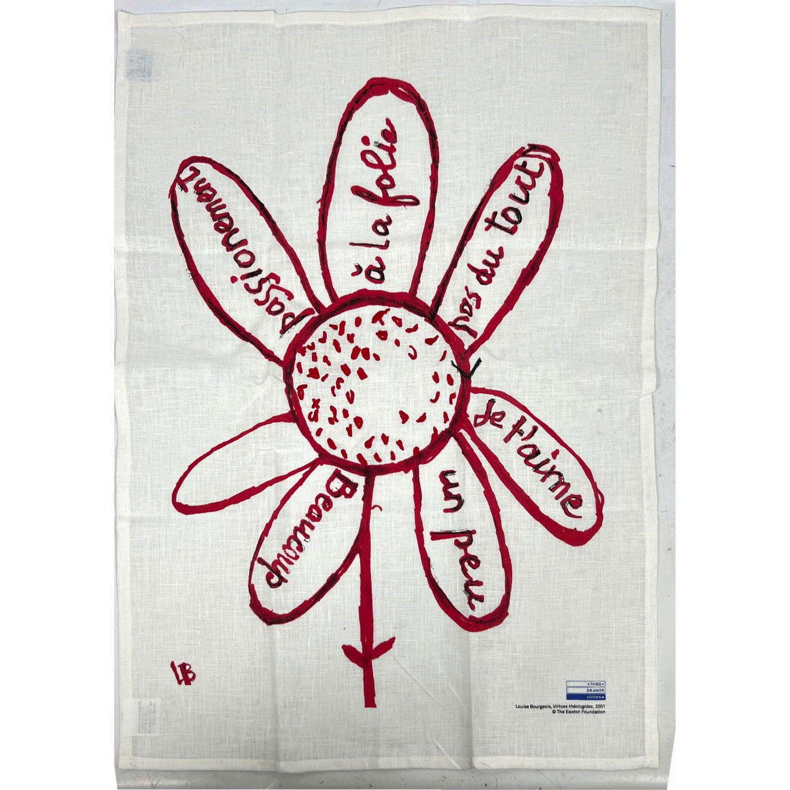 Louise Bourgeois Printed Linen Panel. Tea Towel.: Louise Bourgeois Printed Linen Panel. Tea Towel. Dimensions: Height: 19 inches, Width: 27 inches. --- US Packing and Shipping charge: $20 Plus required insurance at a rate of $2 per hundred. - We offe