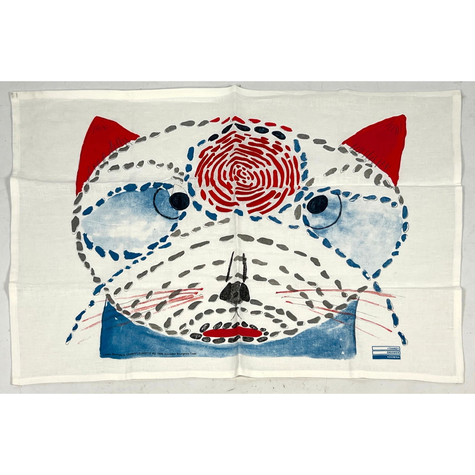 Louise Bourgeois Printed Linen Panel. Tea Towel.: Louise Bourgeois Printed Linen Panel. Tea Towel. Dimensions: Height: 19 inches, Width: 27 inches. --- US Packing and Shipping charge: $20 Plus required insurance at a rate of $2 per hundred. - We offe