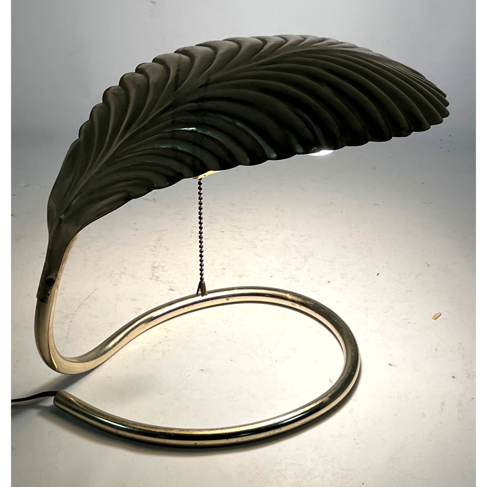 Tommaso Barbi Style Leaf Form Desk Table Lamp.: Tommaso Barbi Style Leaf Form Desk Table Lamp. Dimensions: Height: 10 inches, Width: 8 inches, Depth: 12 inches. --- US Packing and Shipping charge: In house shipping available. Will be calculated onc