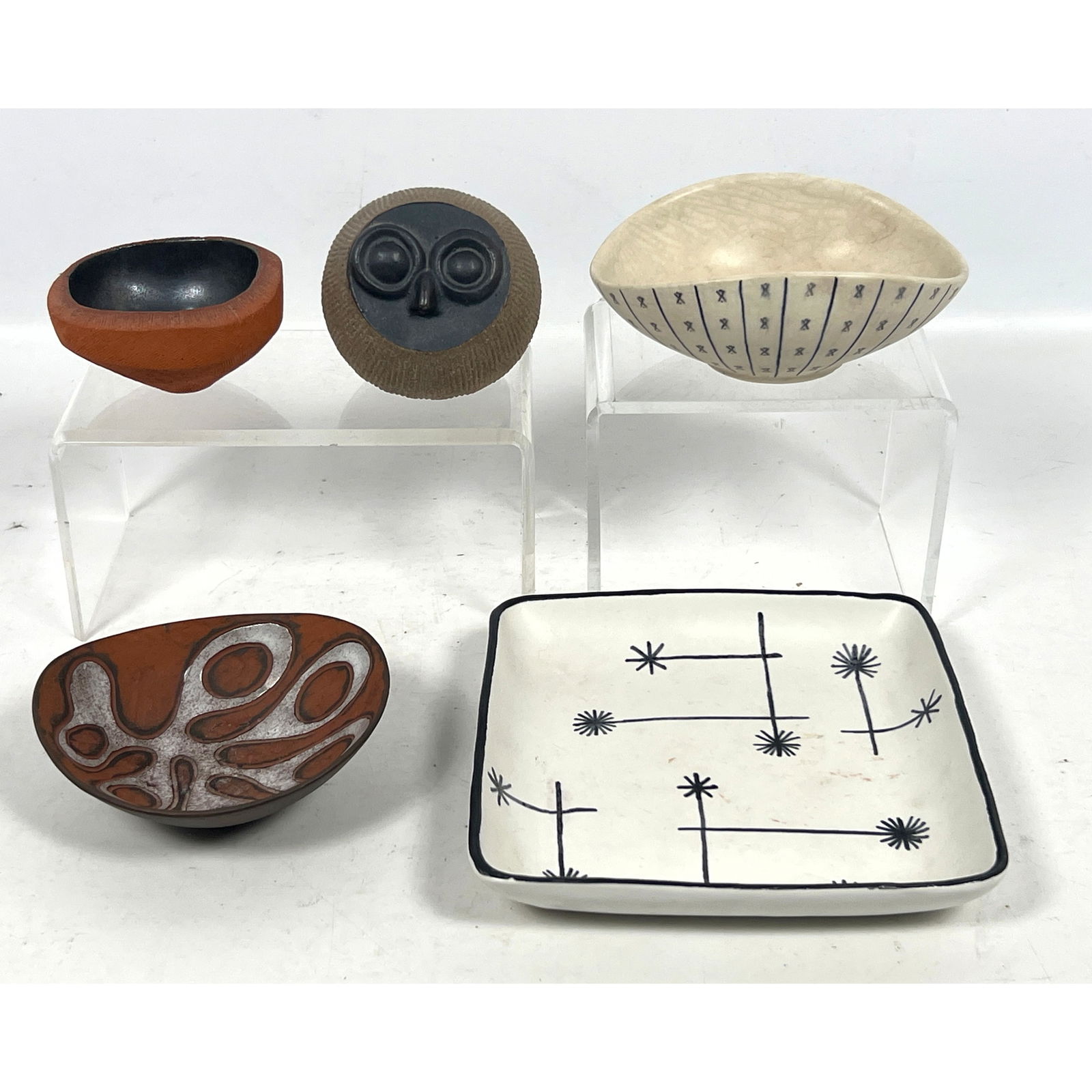 5pcs Mid Century Modern Pottery. Danish Modern Art Pottery, Thomas Toft Style Bowl, Denmark, Swedish (1 of 18)