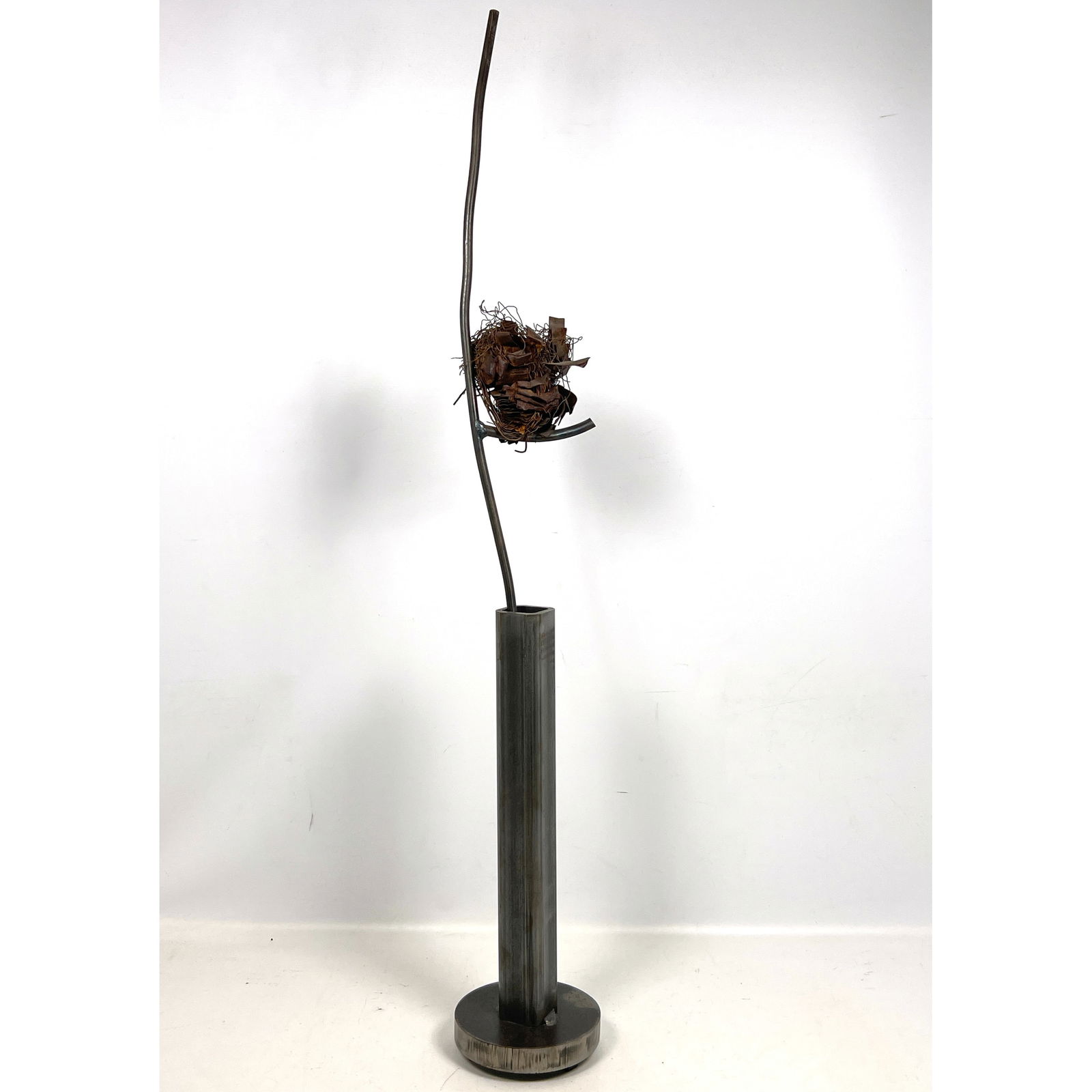 Brutalist Abstract Steel Modernist Sculpture. Appears as a tree limb with welded scrap metal and wir (1 of 9)