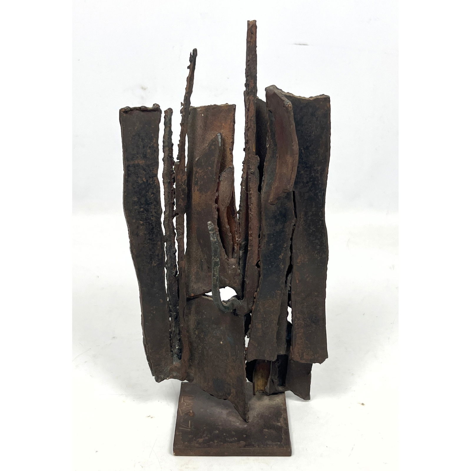Brutalist Studio-made Abstract wrought steel table sculpture. Signed LAS 71 or LAZ 71 (1 of 9)