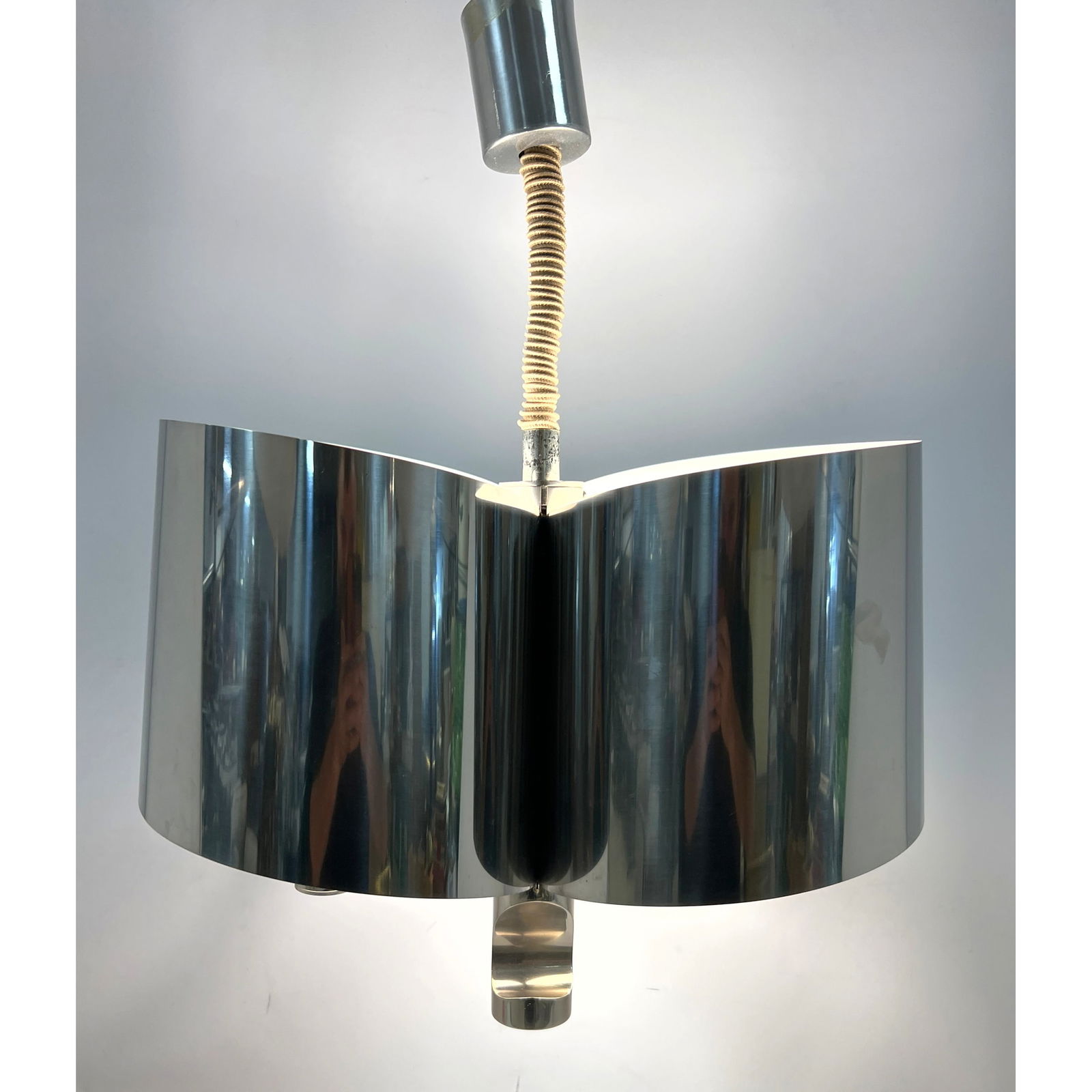 Chrome Double Cylinder Hanging Pendant Lamp Light. MCM Italian Lighting Design. Purchased from Alan (1 of 17)