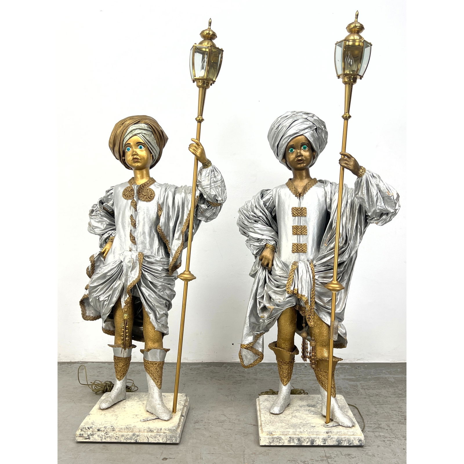 Pair of Theatrical Figural Floor Lamps in the Form Of Turbaned Figures with Lamp Posts. (1 of 19)