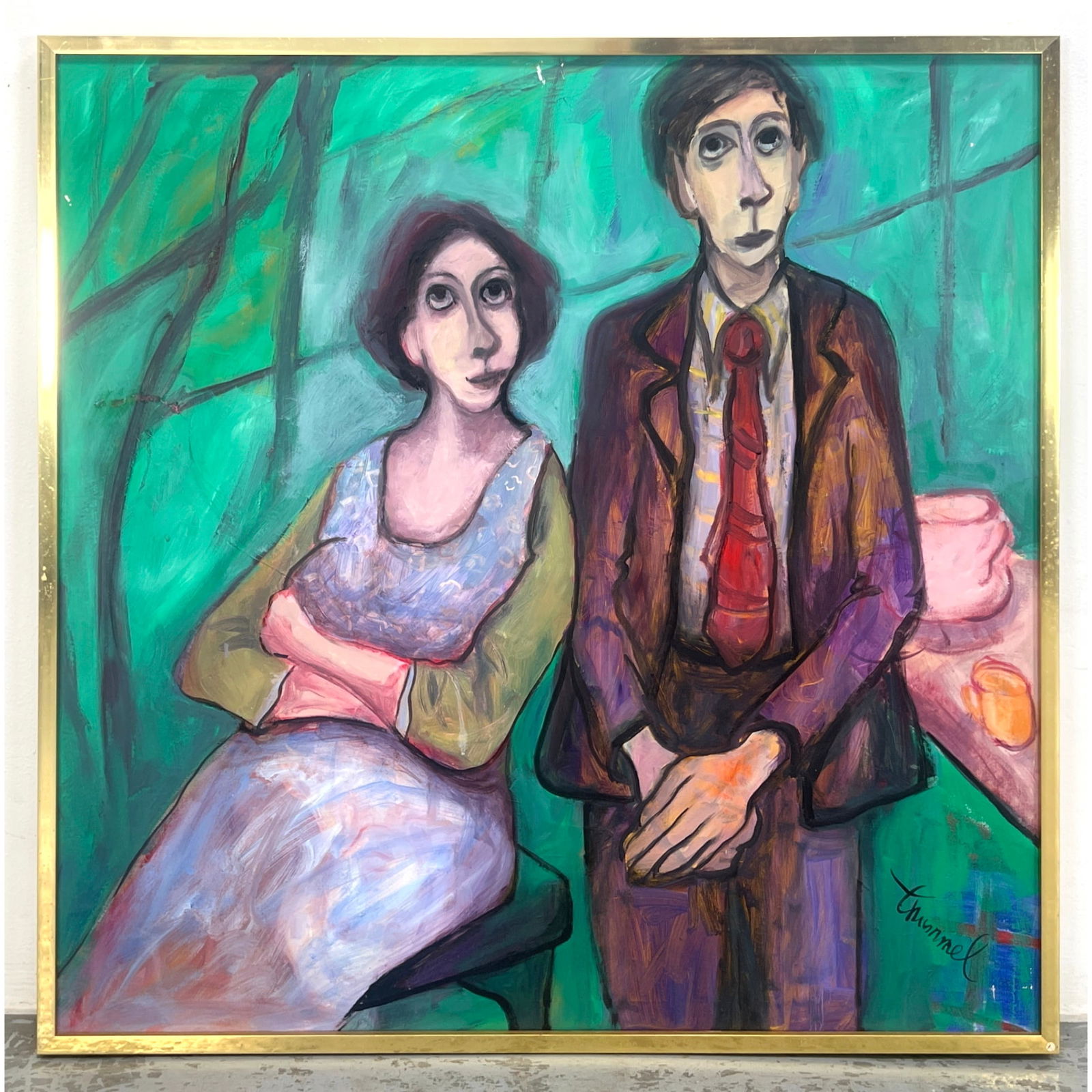 Rosa Maria Thummel Modernist Portrait Painting on Canvas. Signed. (1 of 11)