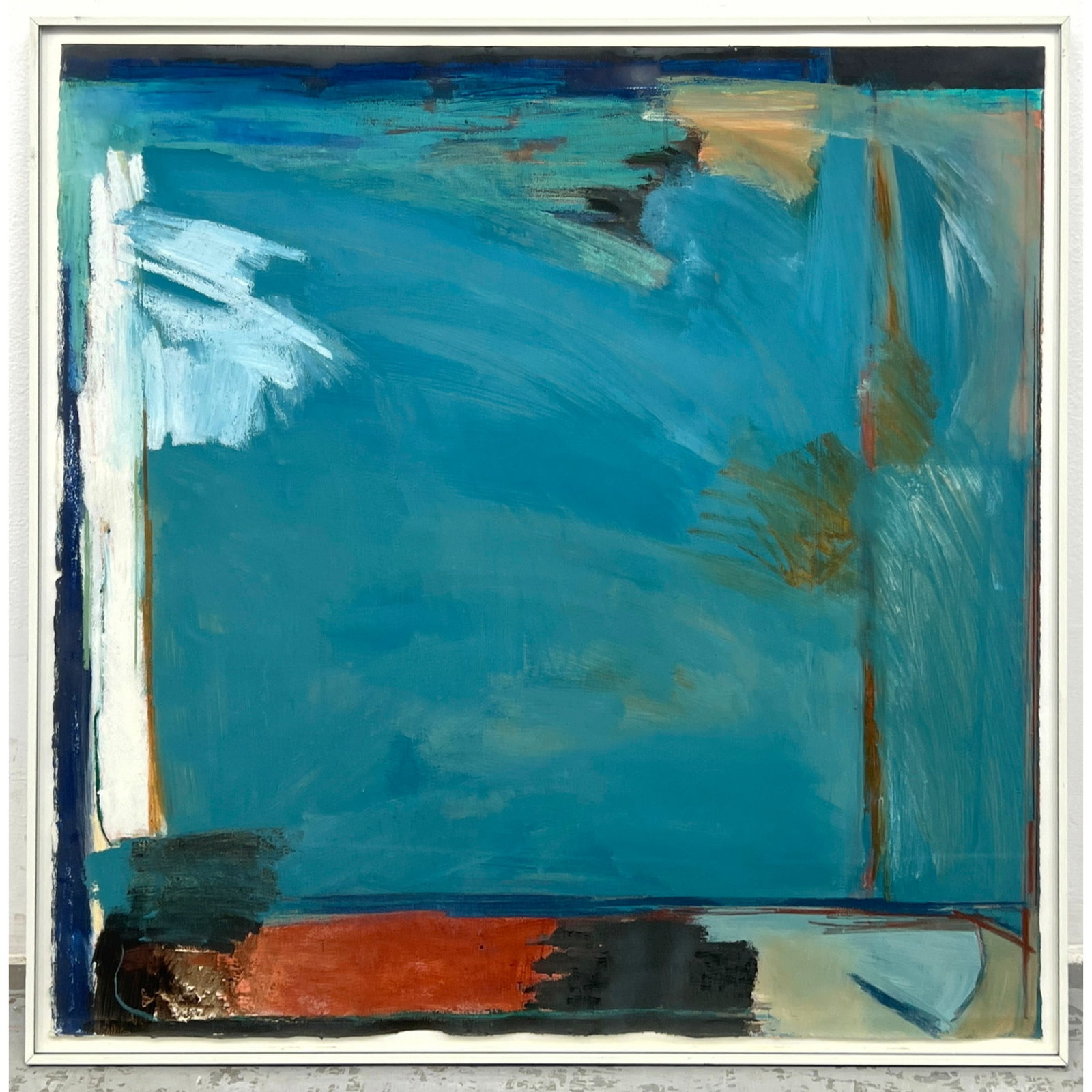 Mary Nomecos Painting on Paper. Taos series 3. 1983. Mixed media. Abstract Modern.: Mary Nomecos Painting on Paper. Taos series 3. 1983. Mixed media. Abstract Modern. Dimensions: Height: 30.75 inches, Width: 31 inches. --- US Packing and Shipping charge: In house shipping available. 