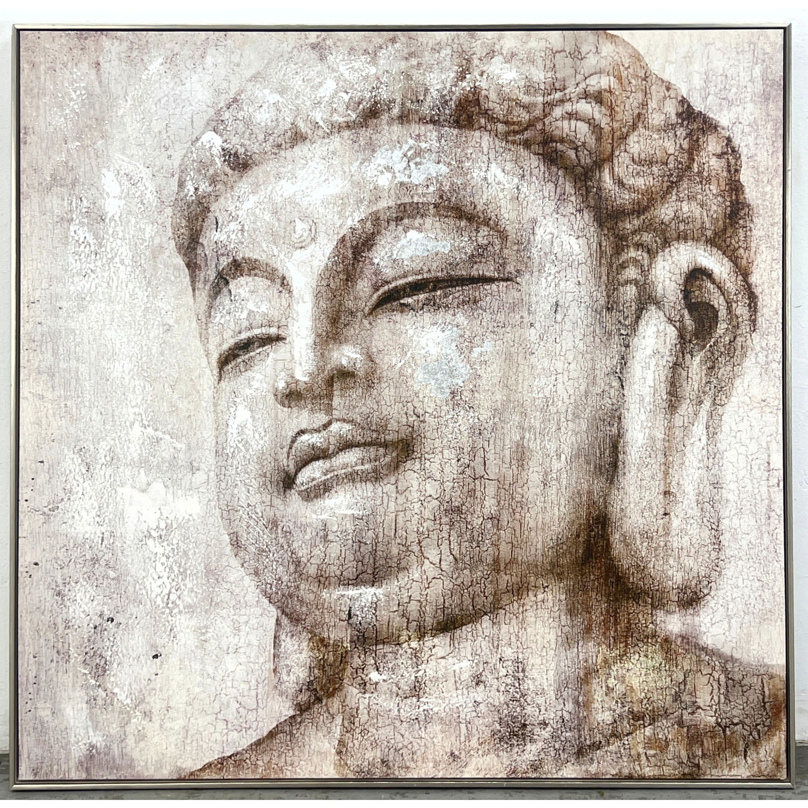 Large Buddha Painting on Canvas. Intentional Aging Finish. (1 of 10)