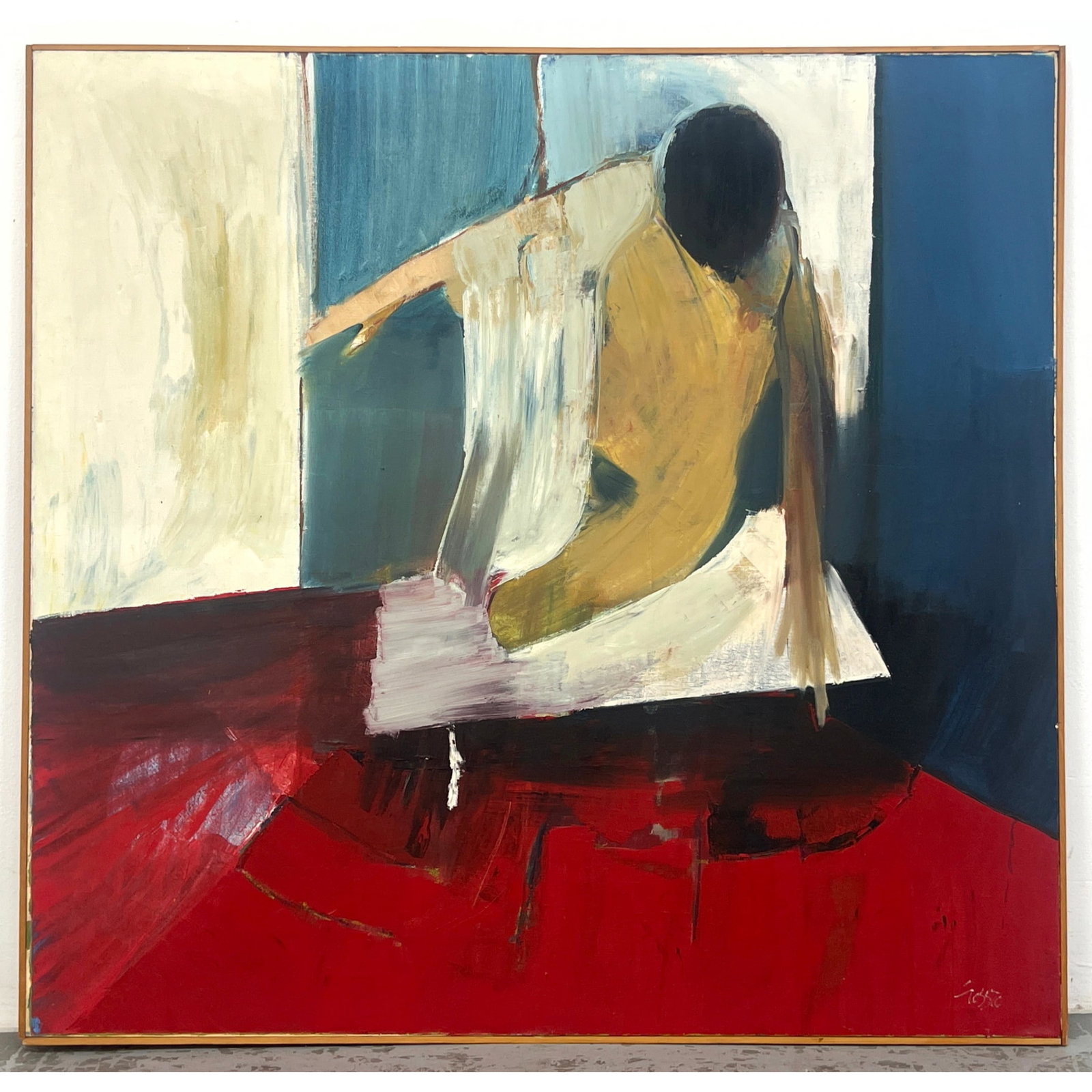 Large Oil on Canvas Impressionist Semi Nude Painting.: Large Oil on Canvas Impressionist Semi Nude Painting. Dimensions: Height: 41.75 inches, Width: 43.75 inches. --- - We offer curbside delivery for most items to NYC, Manhattan, Close Brooklyn, Hoboken 