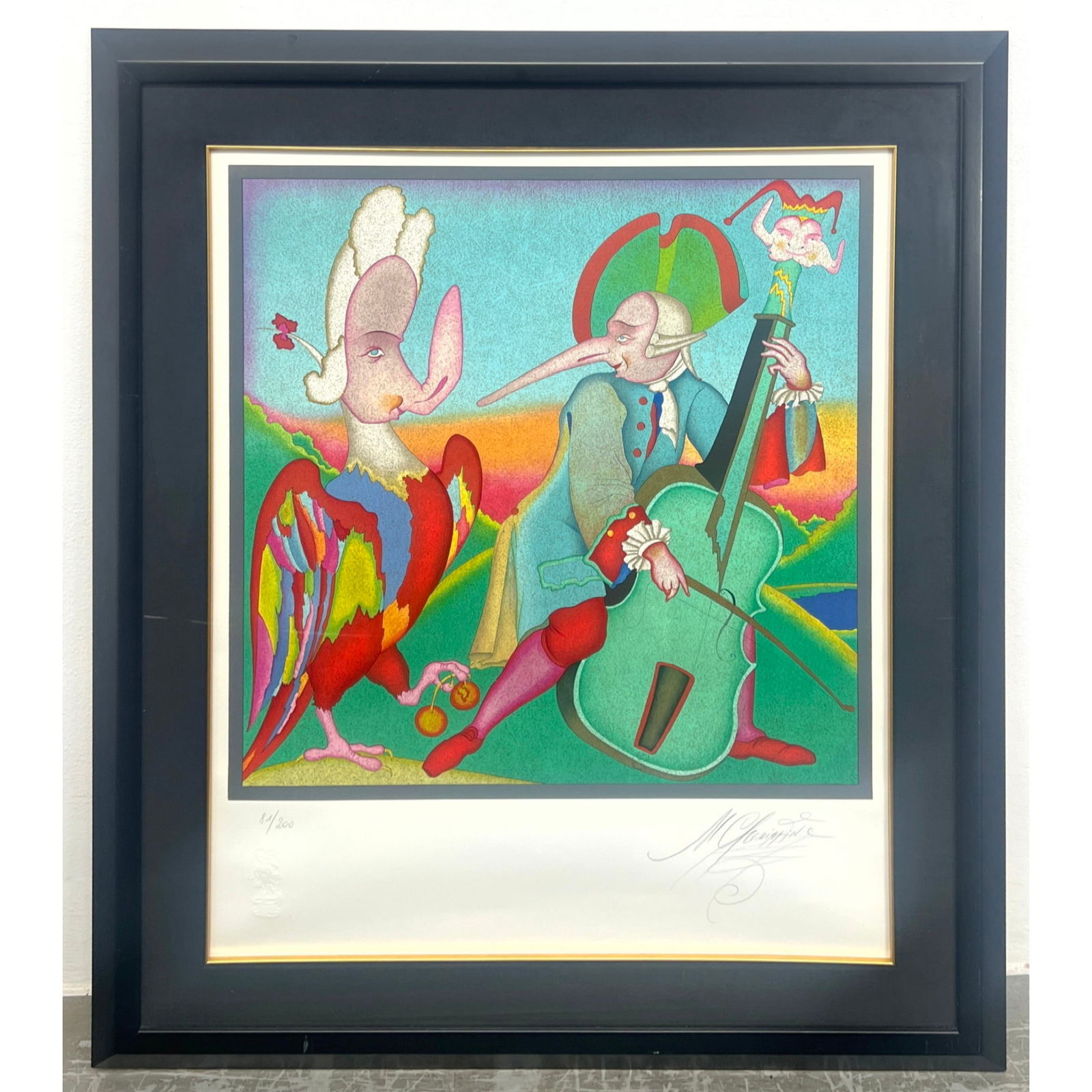MIHAIL CHEMIAKIN Colored Lithograph. "Carnaval et Muscien". Signed. #81/200. Label to reverse. (1 of 11)