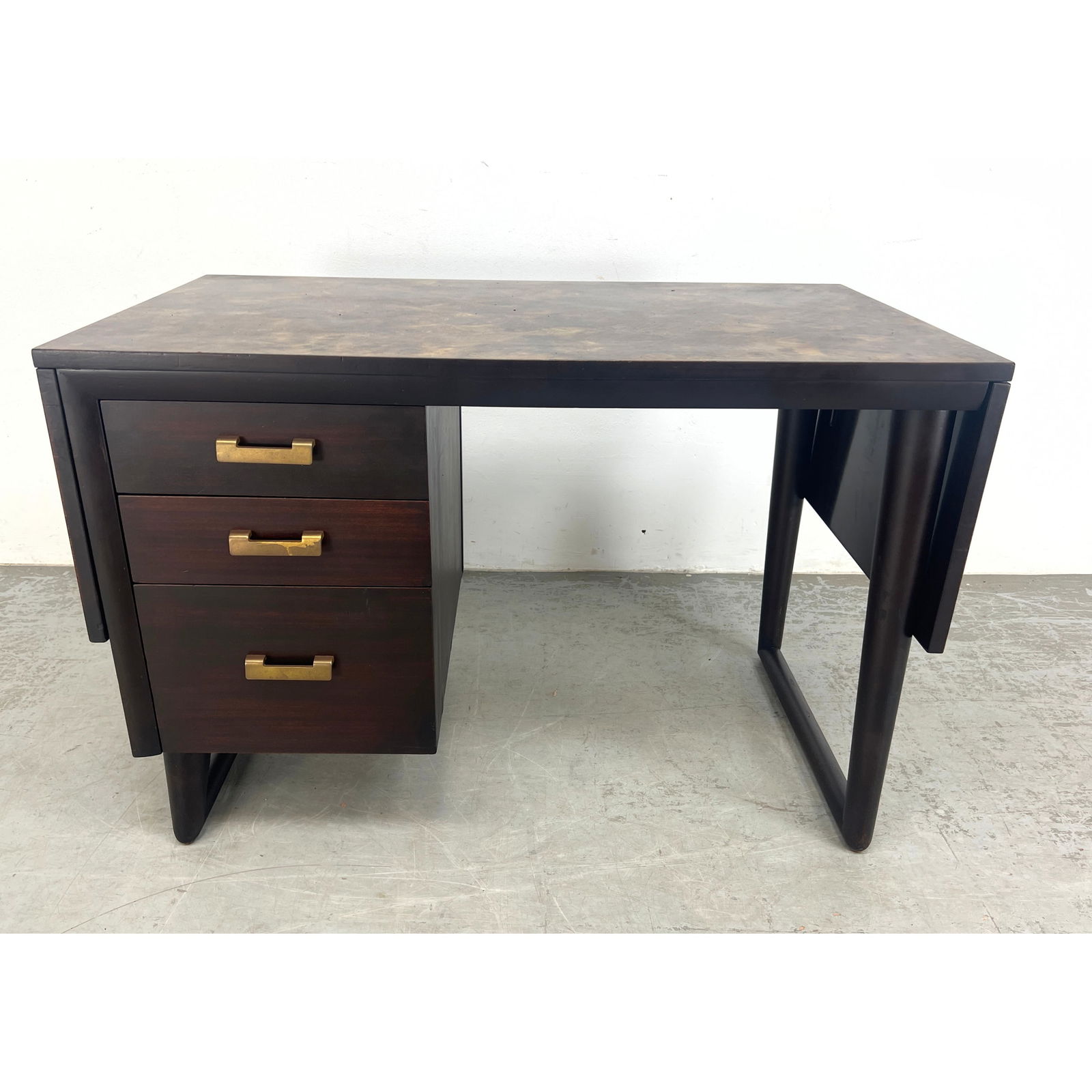 Saarinen Style Drop Sided Desk. Faux Painted Mahogany (1 of 10)