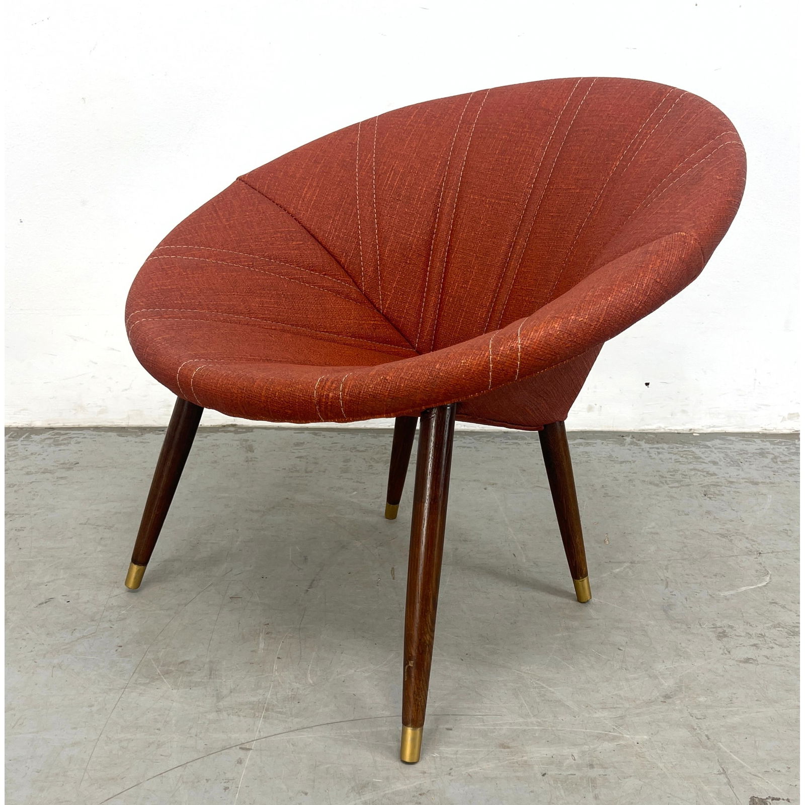 Mid Century Modern Saucer Lounge Chair. Vintage textured vinyl material. (1 of 7)