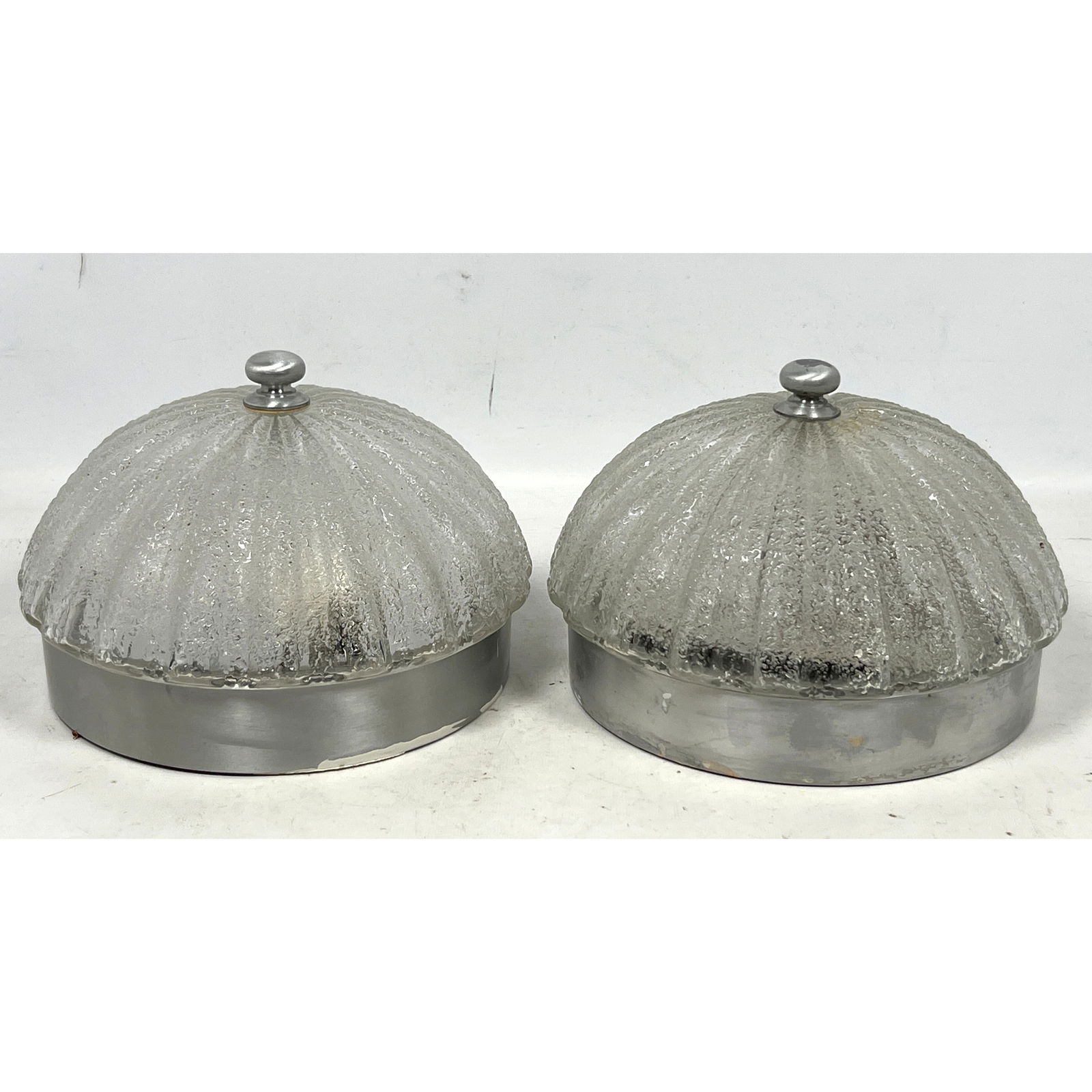 Pr Lightolier Ceiling Mount Lamp Sconces. Textured glass. (1 of 11)